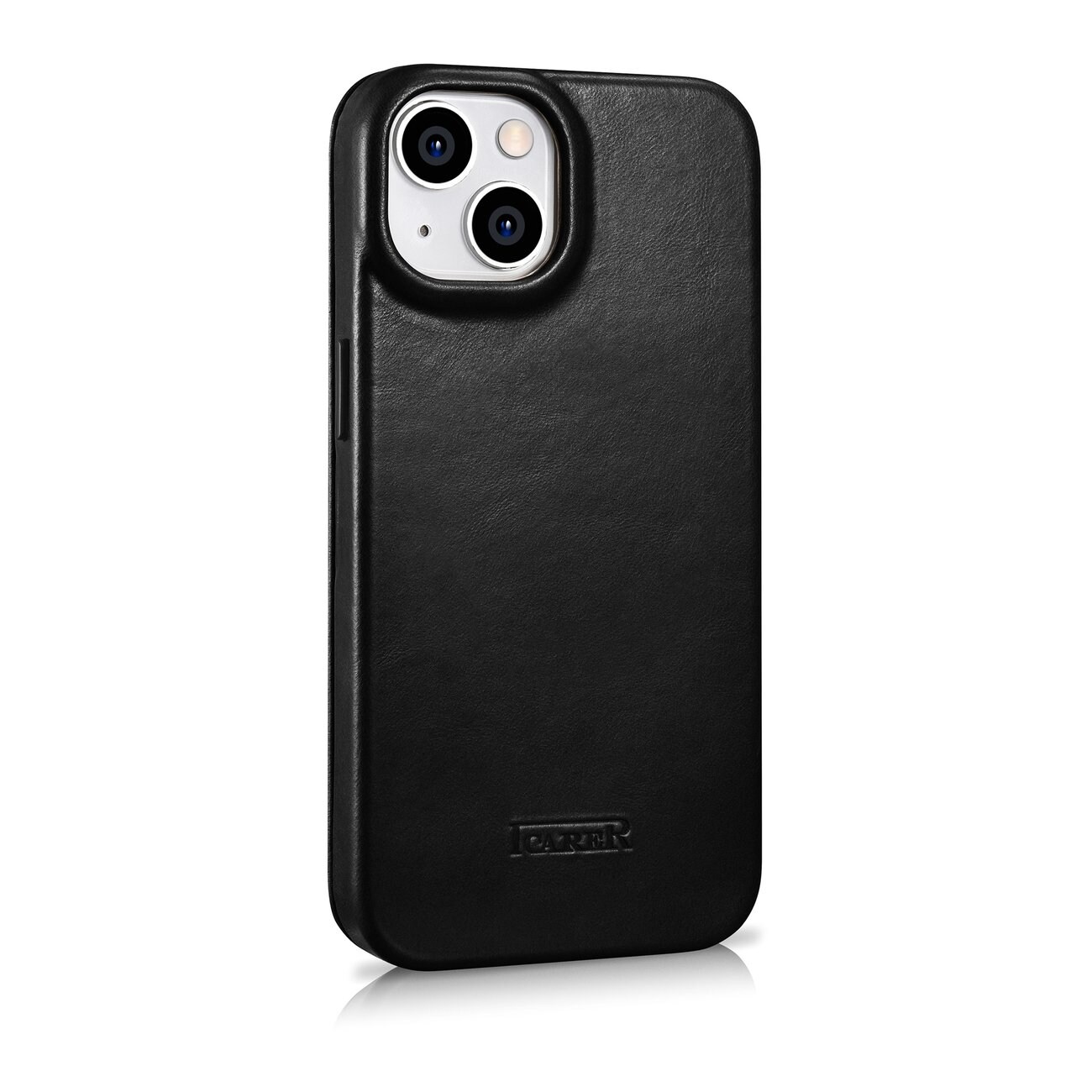 iCarer CE Oil Wax Premium Folio-etui i læder til iPhone 14 Plus Magnetisk Flip MagSafe Black