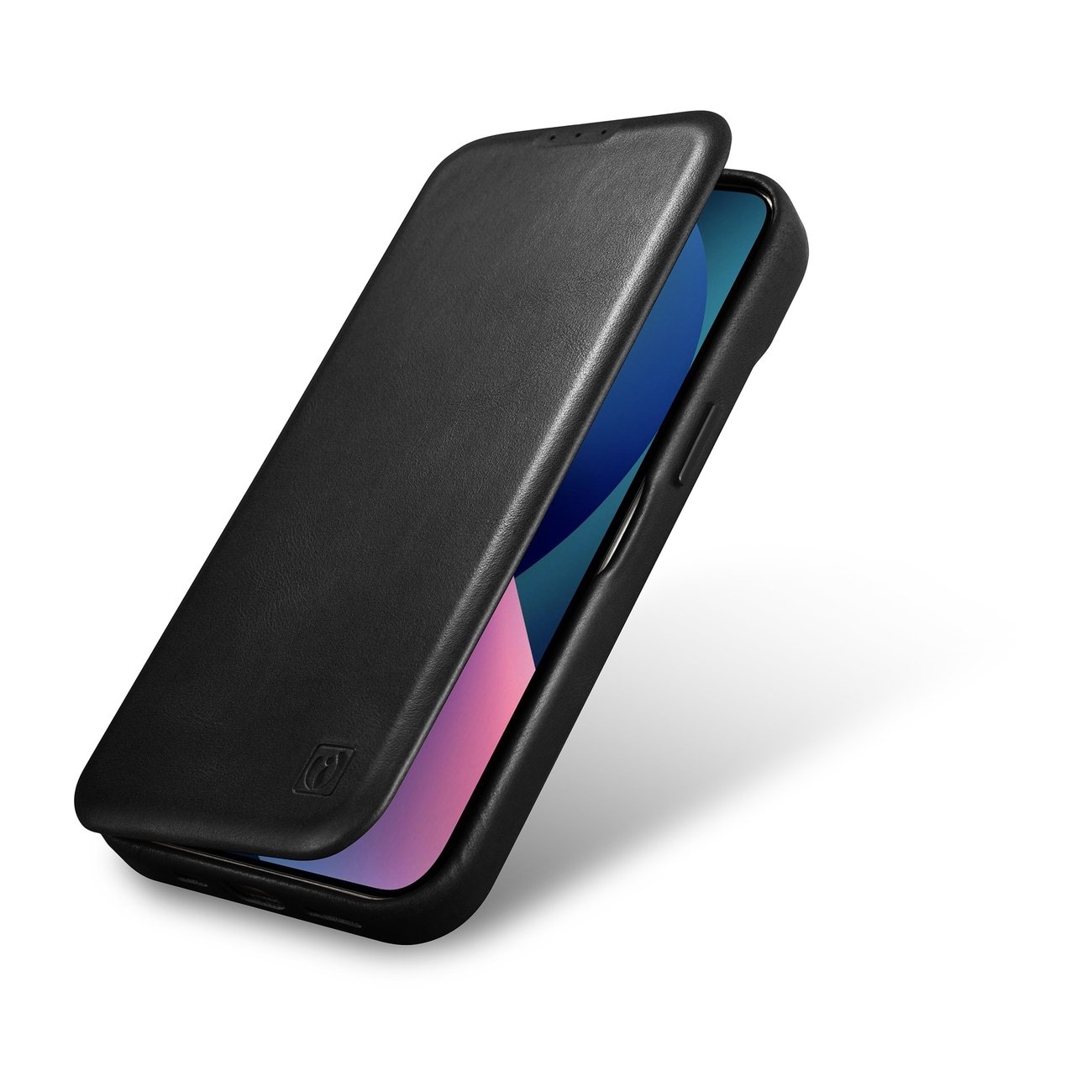iCarer CE Oil Wax Premium Folio-etui i læder til iPhone 14 Plus Magnetisk Flip MagSafe Black