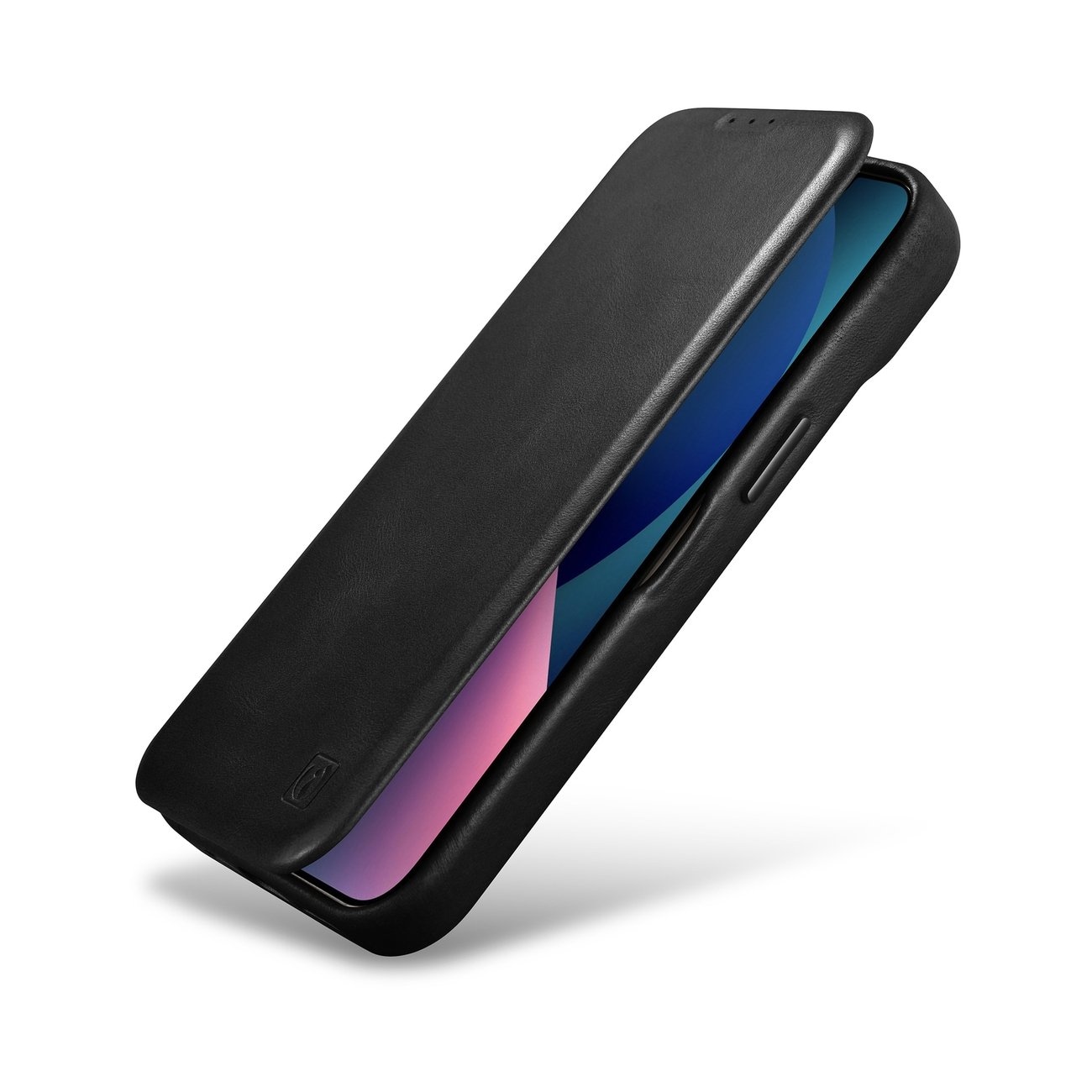 iCarer CE Oil Wax Premium Folio-etui i læder til iPhone 14 Plus Magnetisk Flip MagSafe Black