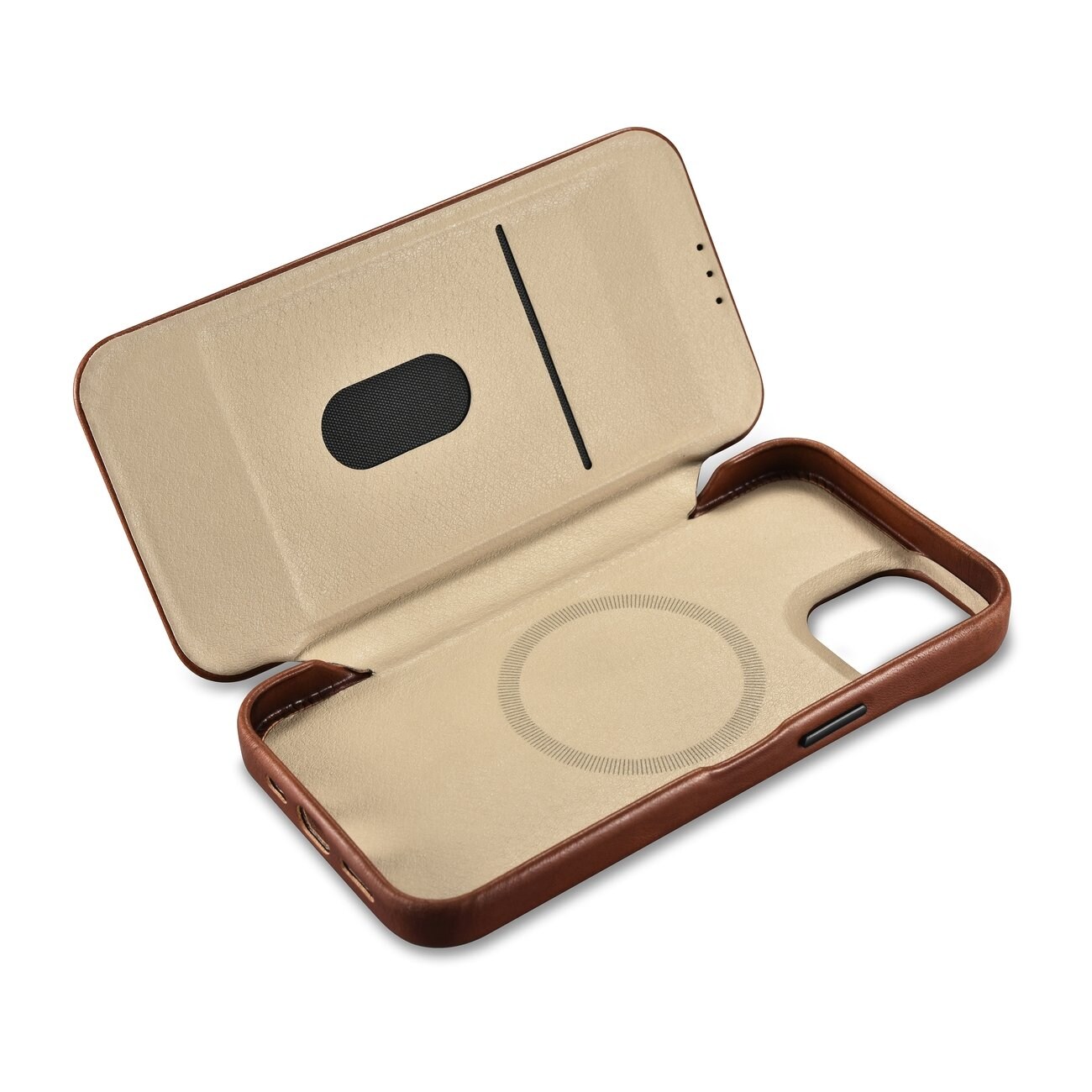 iCarer CE Oil Wax Leather Folio Case iPhone 14 Plus MagSafe Flip Case Brown (AKI14220707-BN)