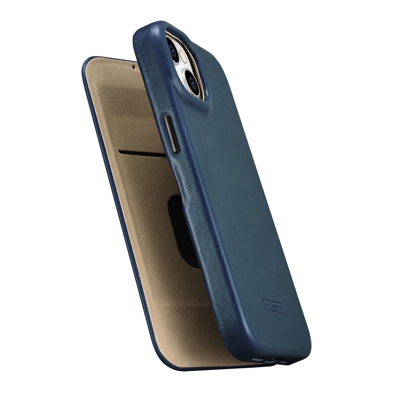iCarer CE Oil Wax Leather Folio Case iPhone 14 Plus MagSafe Magnet Flip Blue (AKI14220707-BU)