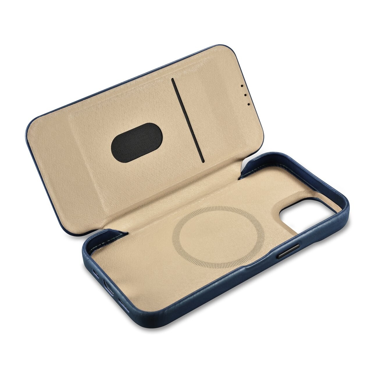 iCarer CE Oil Wax Leather Folio Case iPhone 14 Plus MagSafe Magnet Flip Blue (AKI14220707-BU)