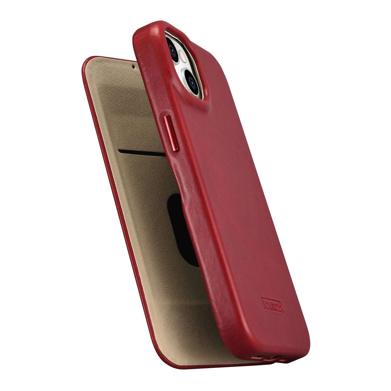 iCarer CE Oil Wax Premium Folio-iPhone 14 Plus Magnetisk flip MagSafe Etui Red (AKI14220707-RD)