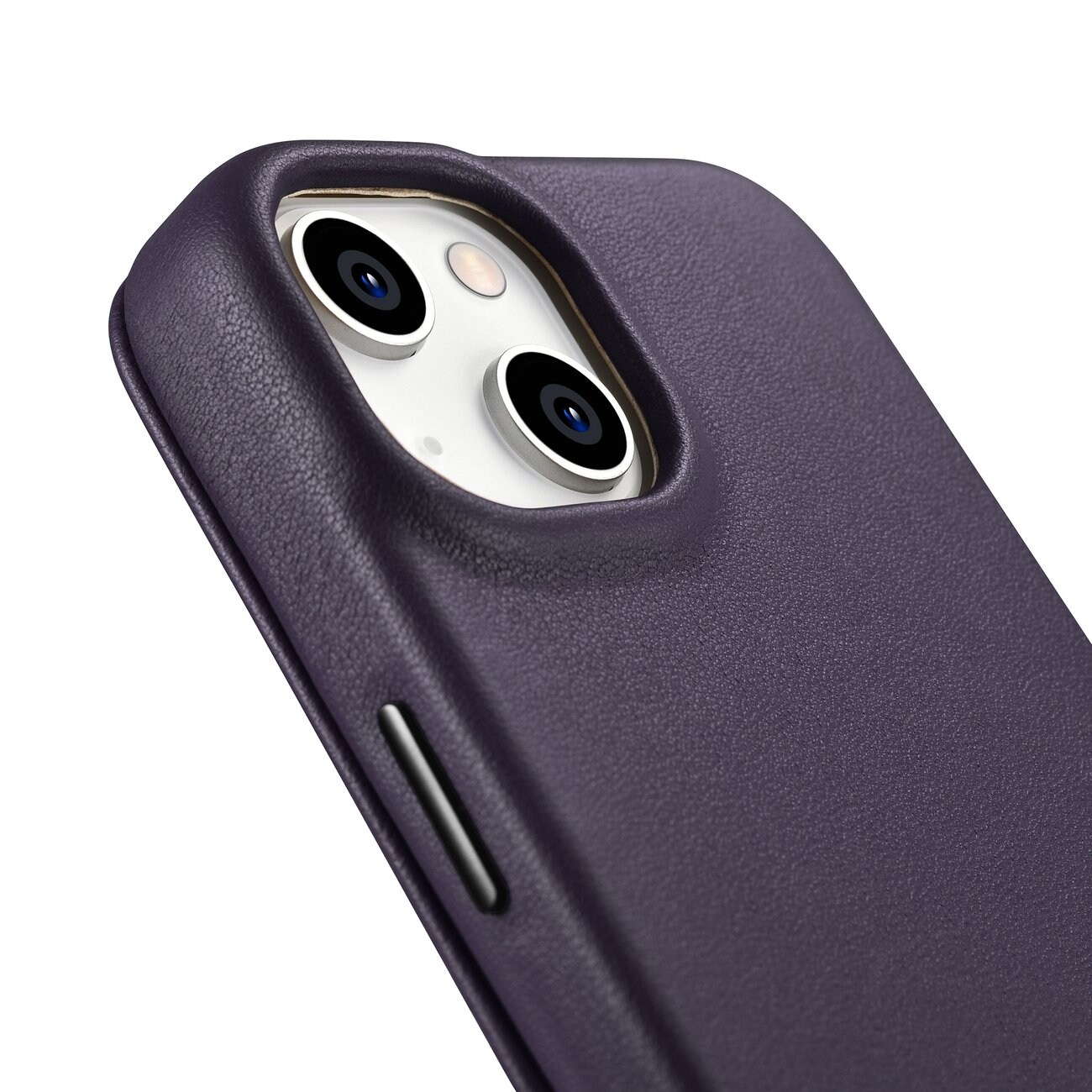 iCarer CE Folio-etui i læder til iPhone 14 Plus, Magnetisk, MagSafe, Mørk lilla (WMI14220715-DP)