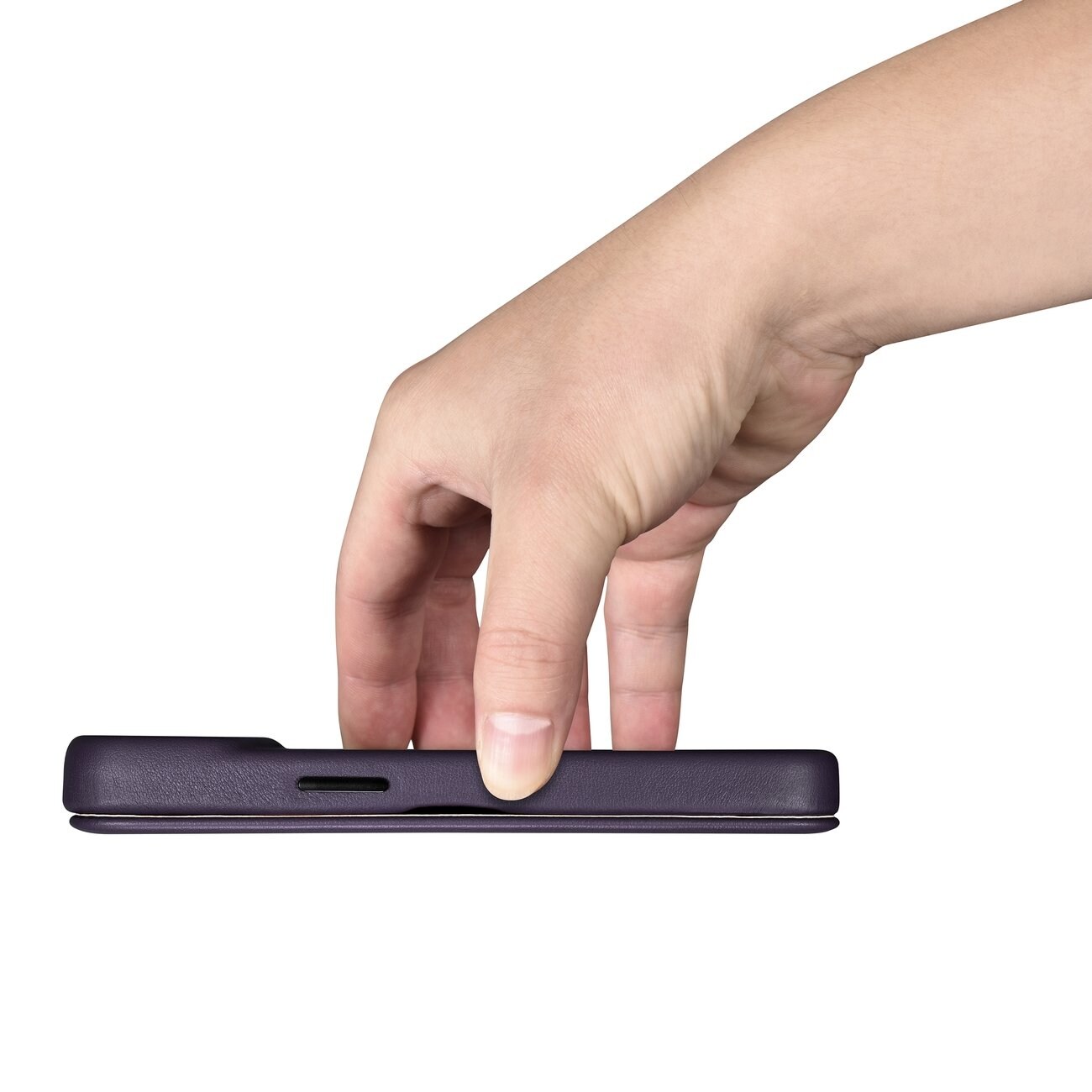 iCarer CE Folio-etui i læder til iPhone 14 Plus, Magnetisk, MagSafe, Mørk lilla (WMI14220715-DP)