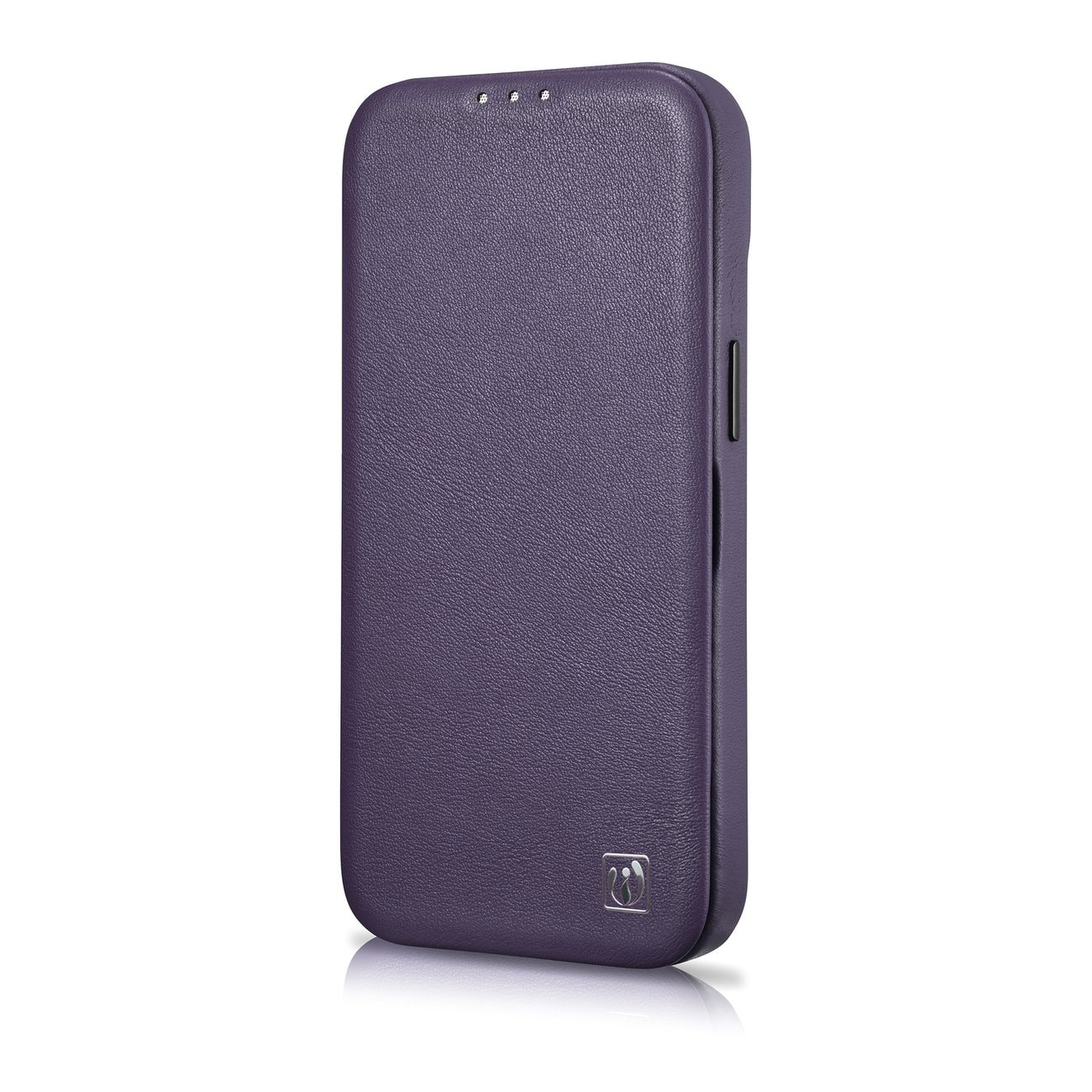 iCarer CE Folio-etui i læder til iPhone 14 Plus, Magnetisk, MagSafe, Mørk lilla (WMI14220715-DP)
