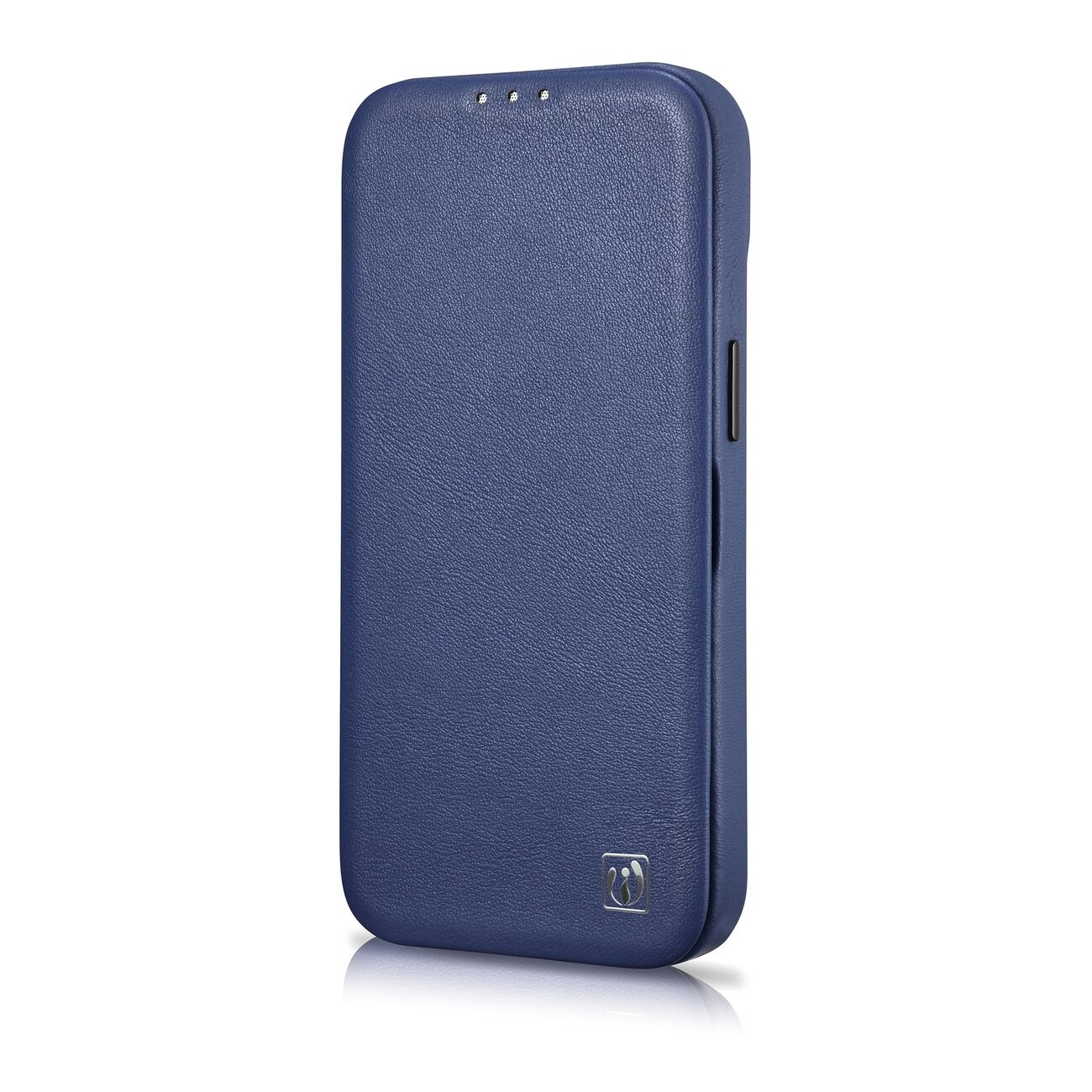 iCarer CE Premium Folio-etui i skinn iPhone 14 Plus Magnetisk flip MagSafe Blue (WMI14220715-BU)
