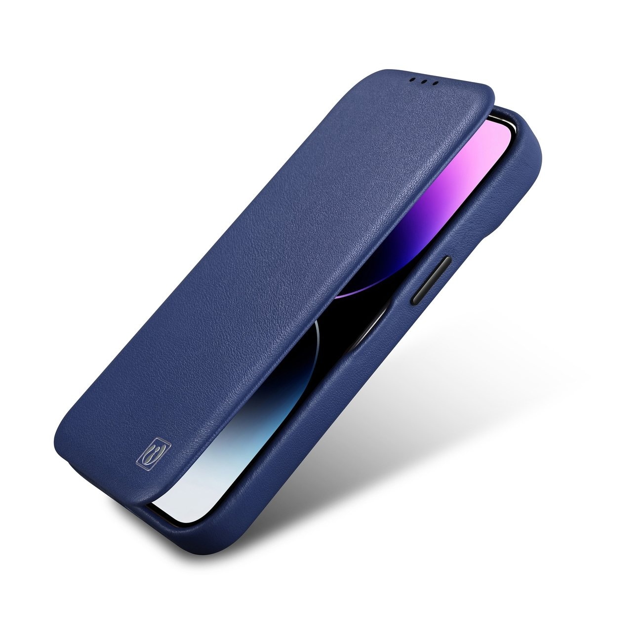 iCarer CE Premium Folio-etui i skinn iPhone 14 Plus Magnetisk flip MagSafe Blue (WMI14220715-BU)