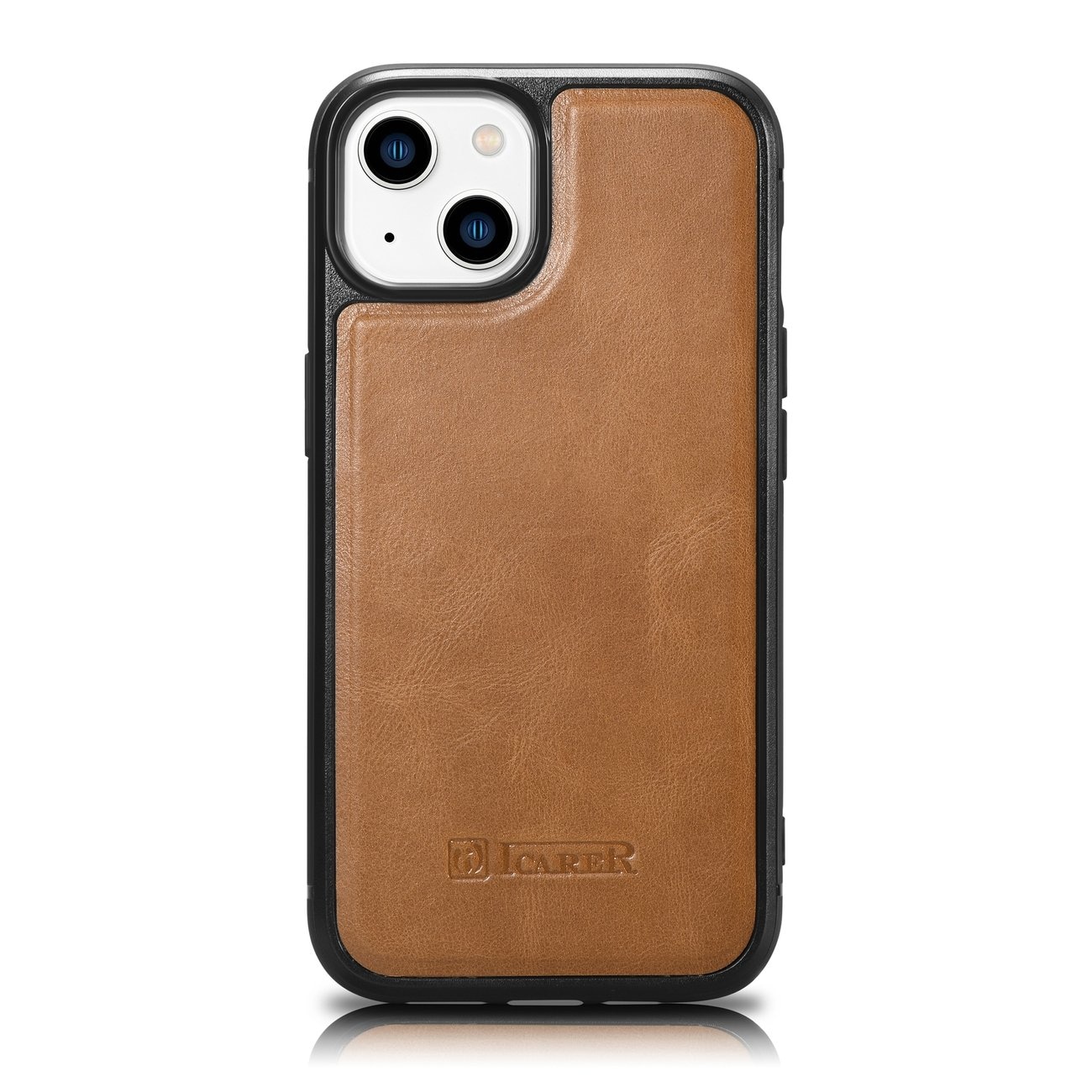 iCarer Leather Oil Wax-etui dekket med naturskinn for iPhone 14 brun (WMI14220717-TN)