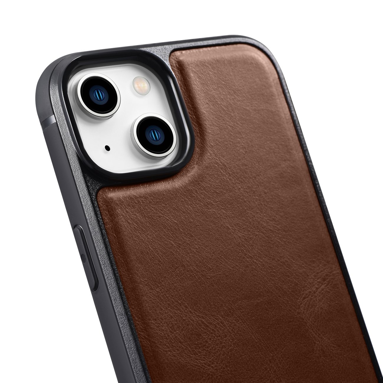 iCarer læretui i ekte lær med oljevoks for iPhone 14 Plus (MagSafe-kompatibel) Brun (WMI14220719-BN)