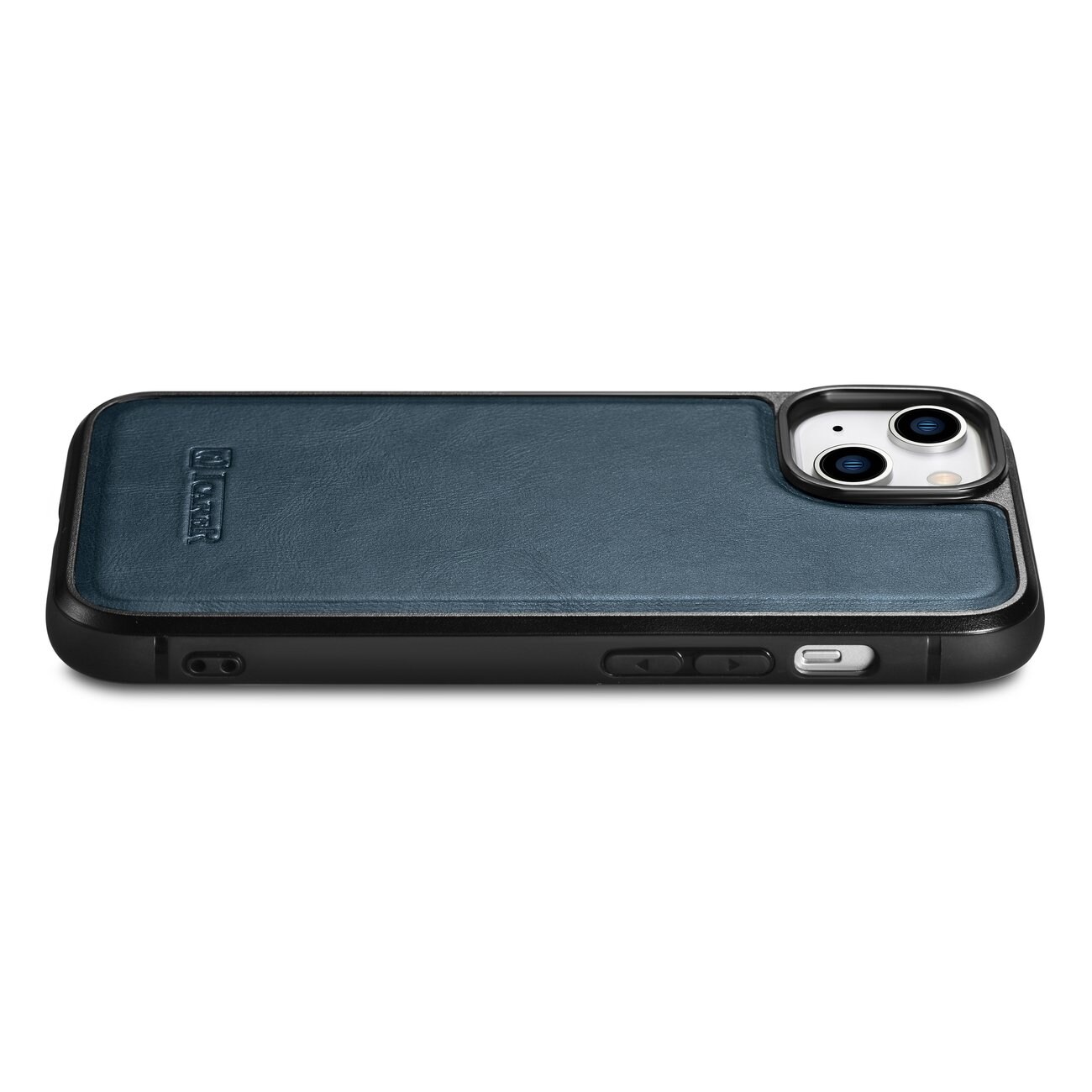 iCarer Leather Oil Wax-etui dekket med naturskinn for iPhone 14 Plus blå (WMI14220719-BU)