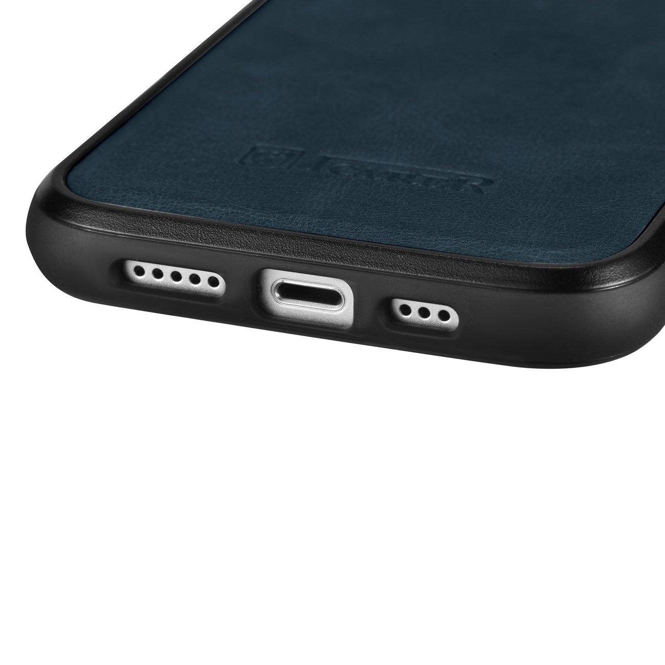 iCarer Leather Oil Wax-etui dekket med naturskinn for iPhone 14 Plus blå (WMI14220719-BU)