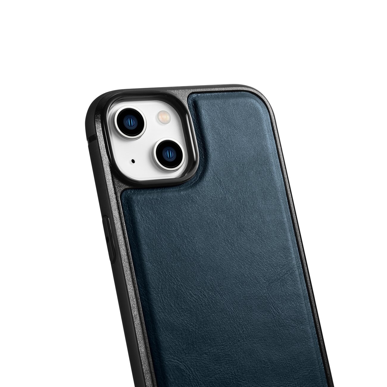 iCarer Leather Oil Wax-etui dekket med naturskinn for iPhone 14 Plus blå (WMI14220719-BU)
