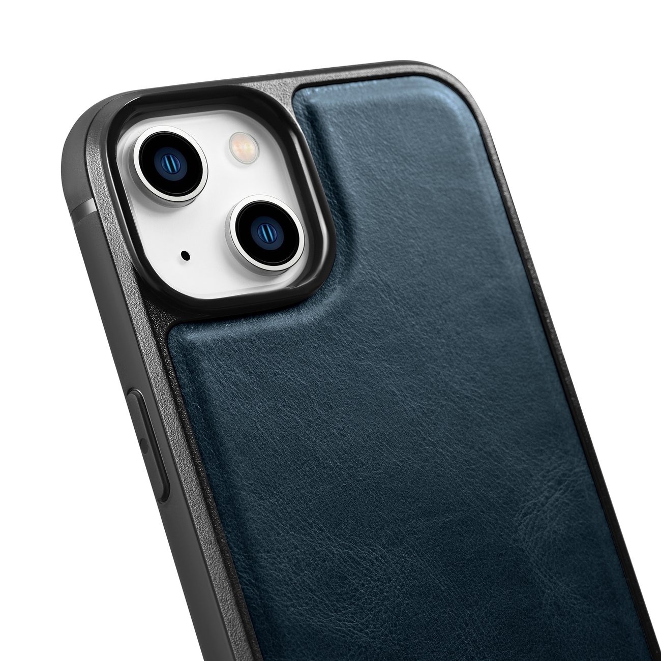 iCarer Leather Oil Wax-etui dekket med naturskinn for iPhone 14 Plus blå (WMI14220719-BU)