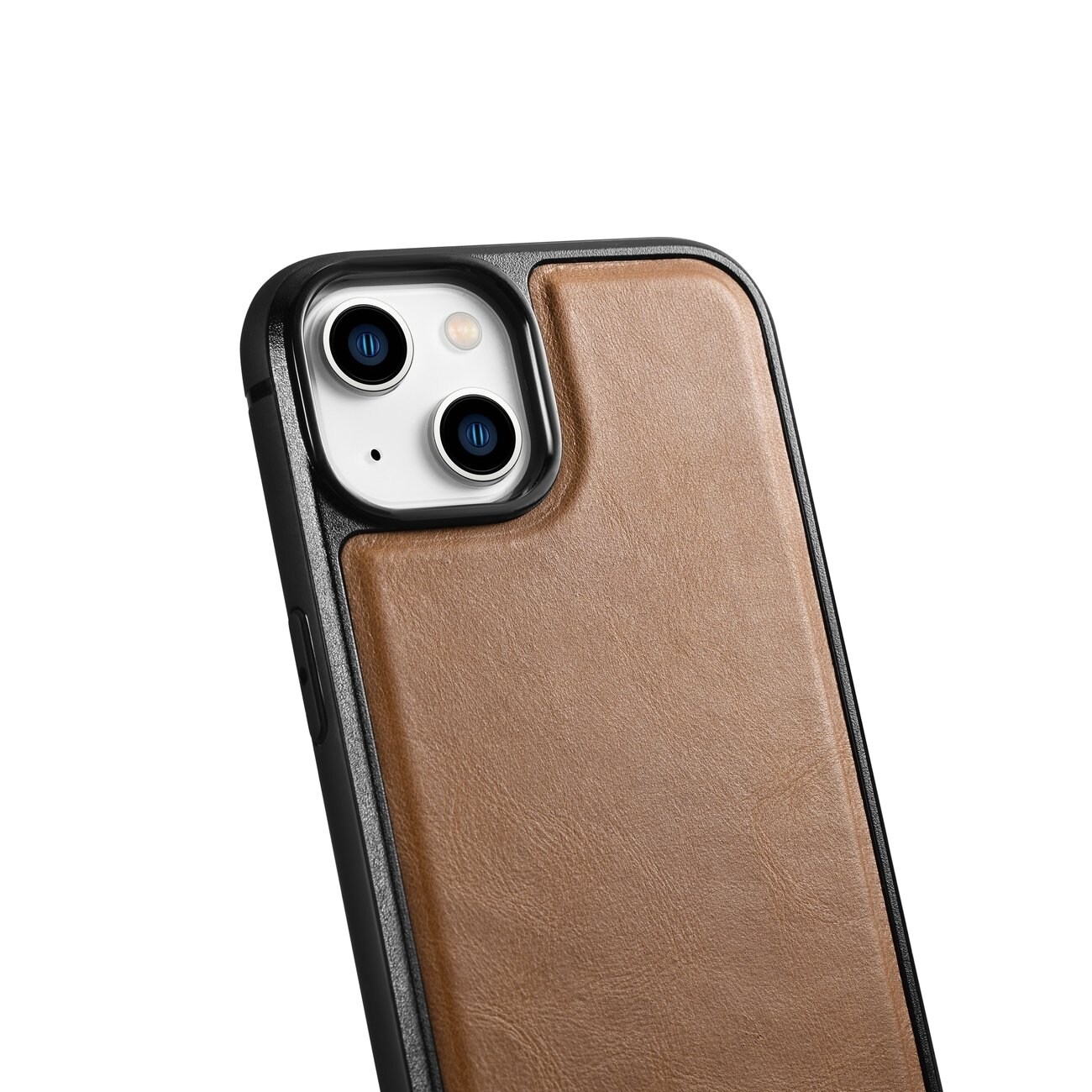 iCarer Leather Oil Wax-etui dekket med naturskinn for iPhone 14 Plus brun (WMI14220719-TN)