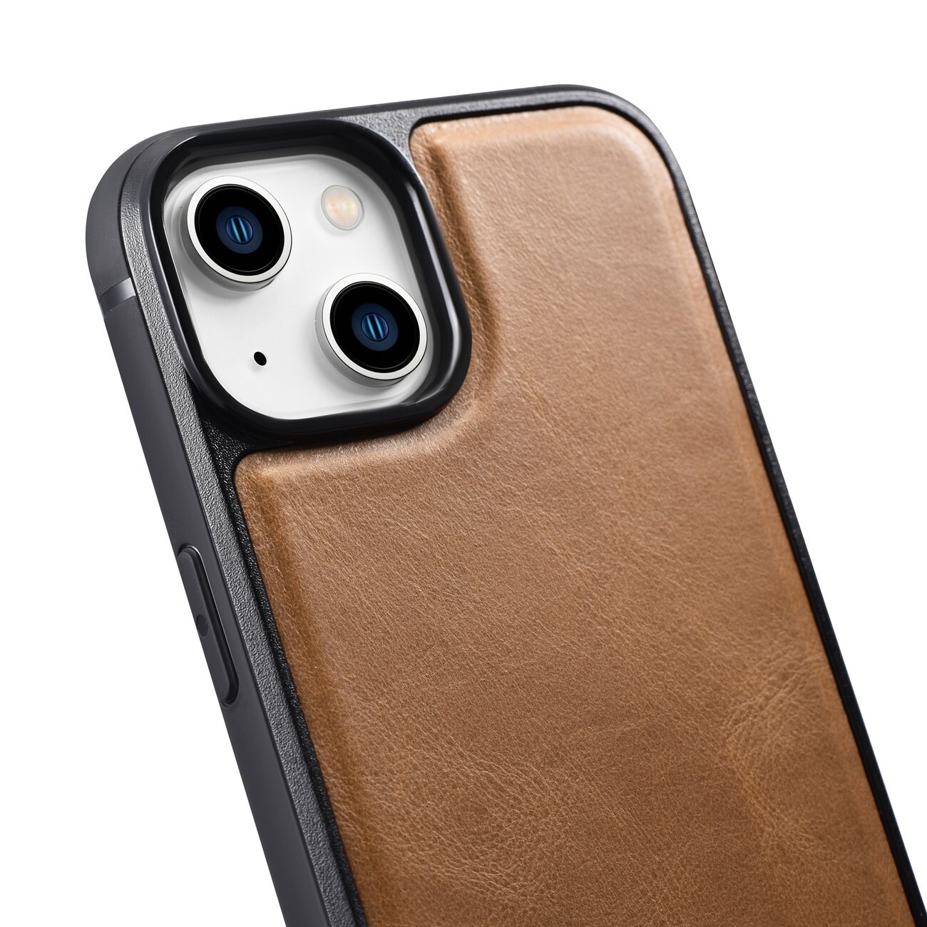 iCarer Leather Oil Wax-etui dekket med naturskinn for iPhone 14 Plus brun (WMI14220719-TN)