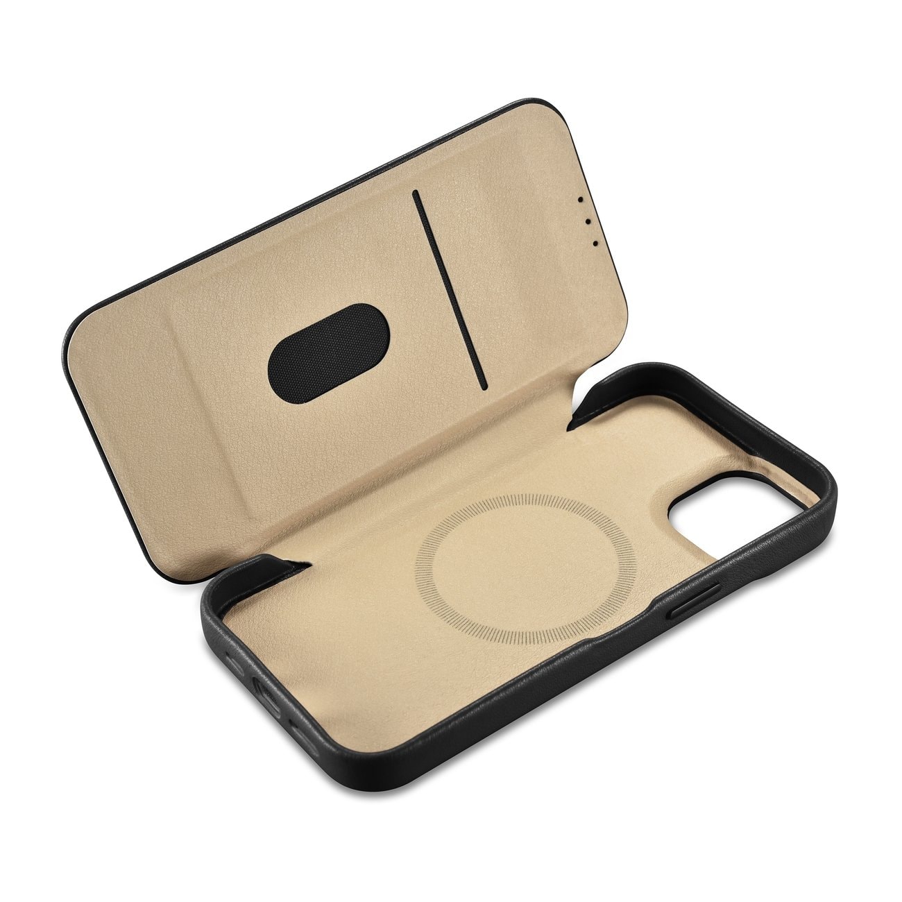 iCarer CE Premium Leather Folio Case for iPhone 14 Plus MagSafe - Black Magnetisk Flip Case