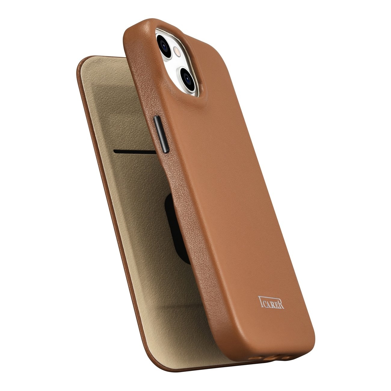 iCarer CE Premium Magnetisk folio-etui i lær til iPhone 14 Plus MagSafe Brown (WMI14220715-BN)