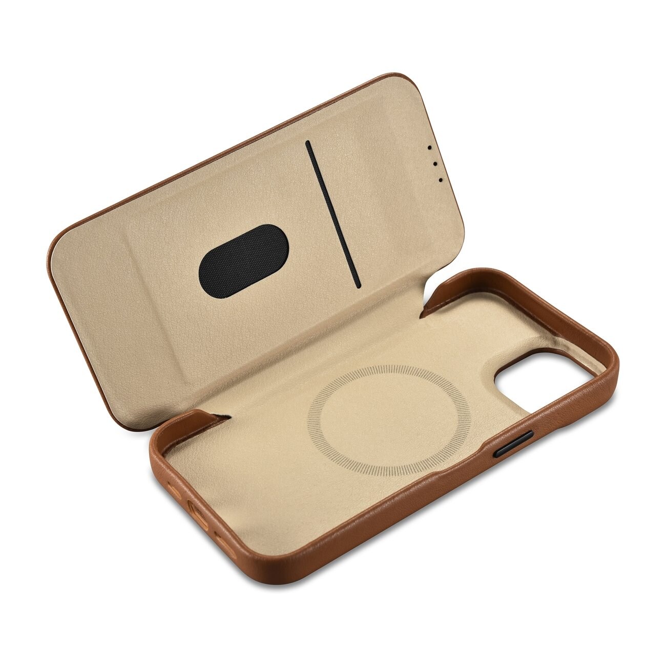 iCarer CE Premium Magnetisk folio-etui i lær til iPhone 14 Plus MagSafe Brown (WMI14220715-BN)