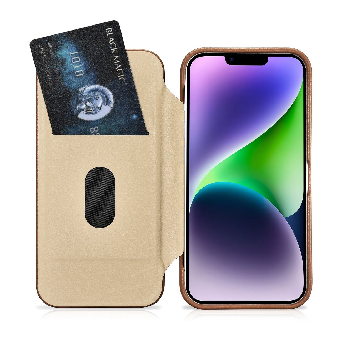 iCarer CE Premium Magnetisk folio-etui i lær til iPhone 14 Plus MagSafe Brown (WMI14220715-BN)