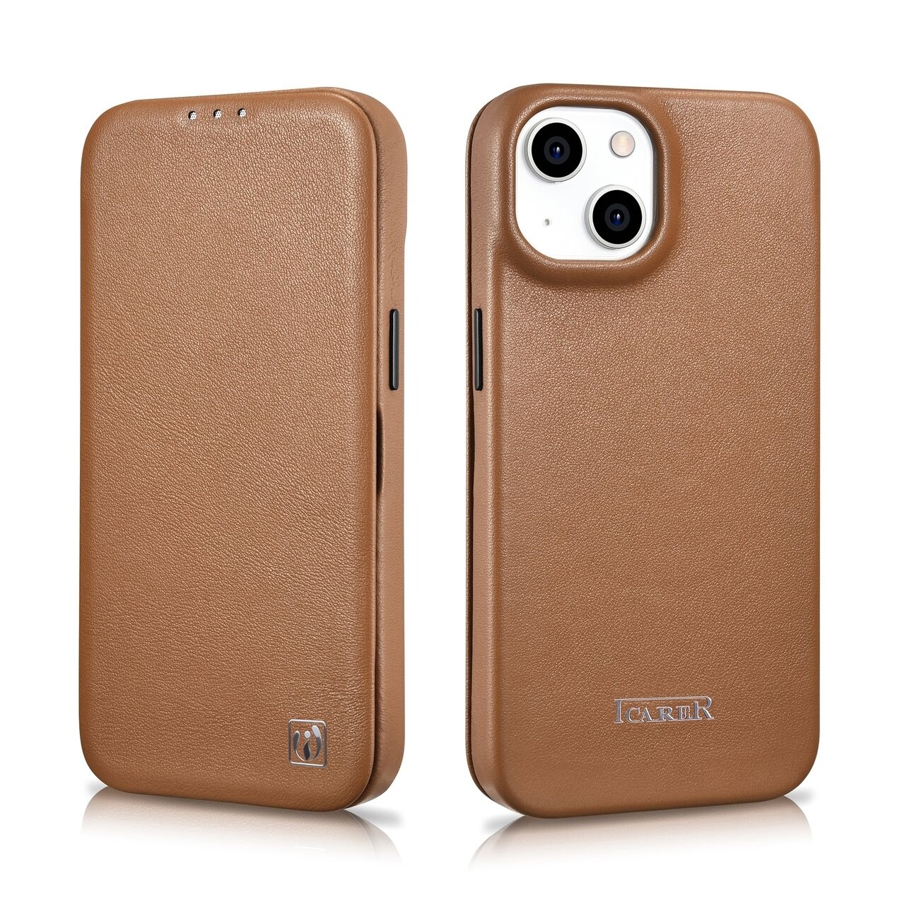 iCarer CE Premium Magnetisk folio-etui i lær til iPhone 14 Plus MagSafe Brown (WMI14220715-BN)
