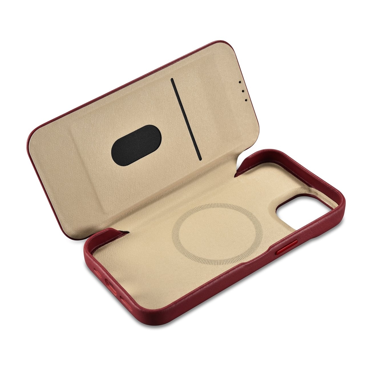 iCarer CE Premium Folio iPhone 14 Plus Magnetisk flip-etui i skinn MagSafe Red (WMI14220715-RD)