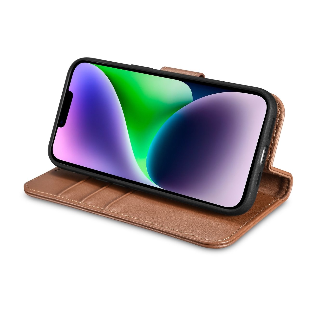 iCarer lommebokveske 2in1-deksel iPhone 14 Plus Anti-RFID flip-etui i lær Brun (WMI14220727-BN)