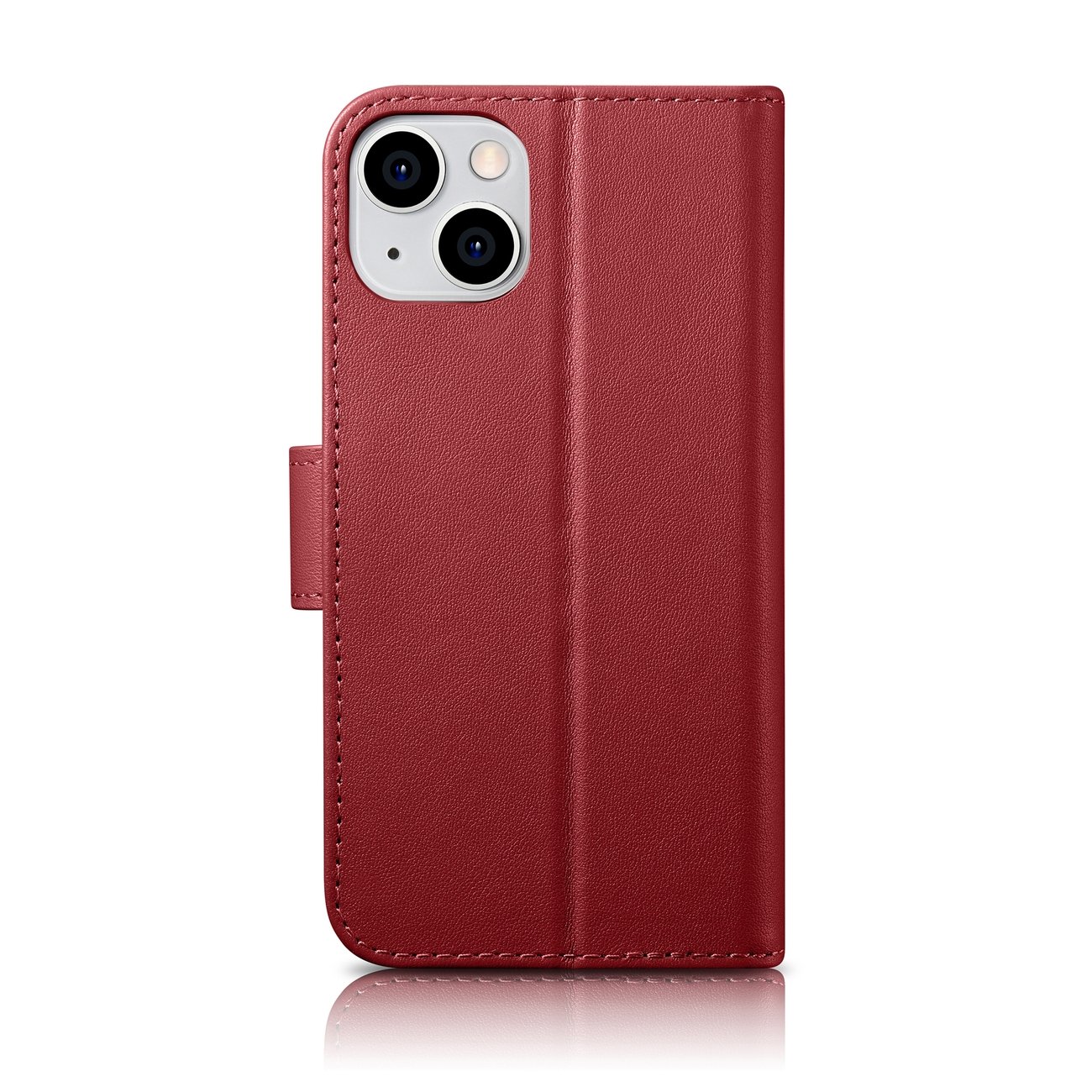 iCarer lommebokveske 2in1-deksel iPhone 14 Plus Anti-RFID flippdeksel i skinn rød (WMI14220727-RD)