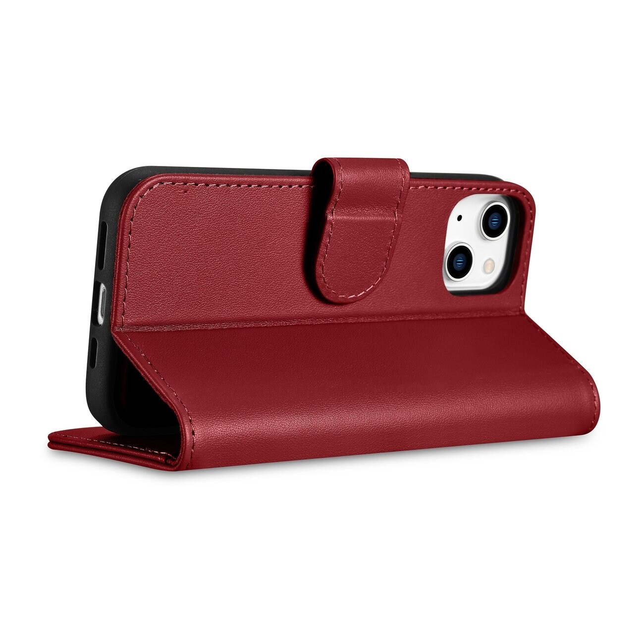 iCarer lommebokveske 2in1-deksel iPhone 14 Plus Anti-RFID flippdeksel i skinn rød (WMI14220727-RD)