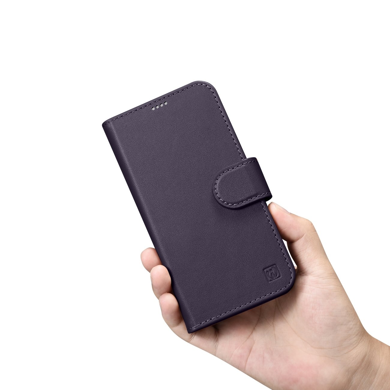 iCarer 2-in-1 lommebokdeksel til iPhone 14 Plus, anti-RFID, skinn, mørk lilla (WMI14220727-DP)