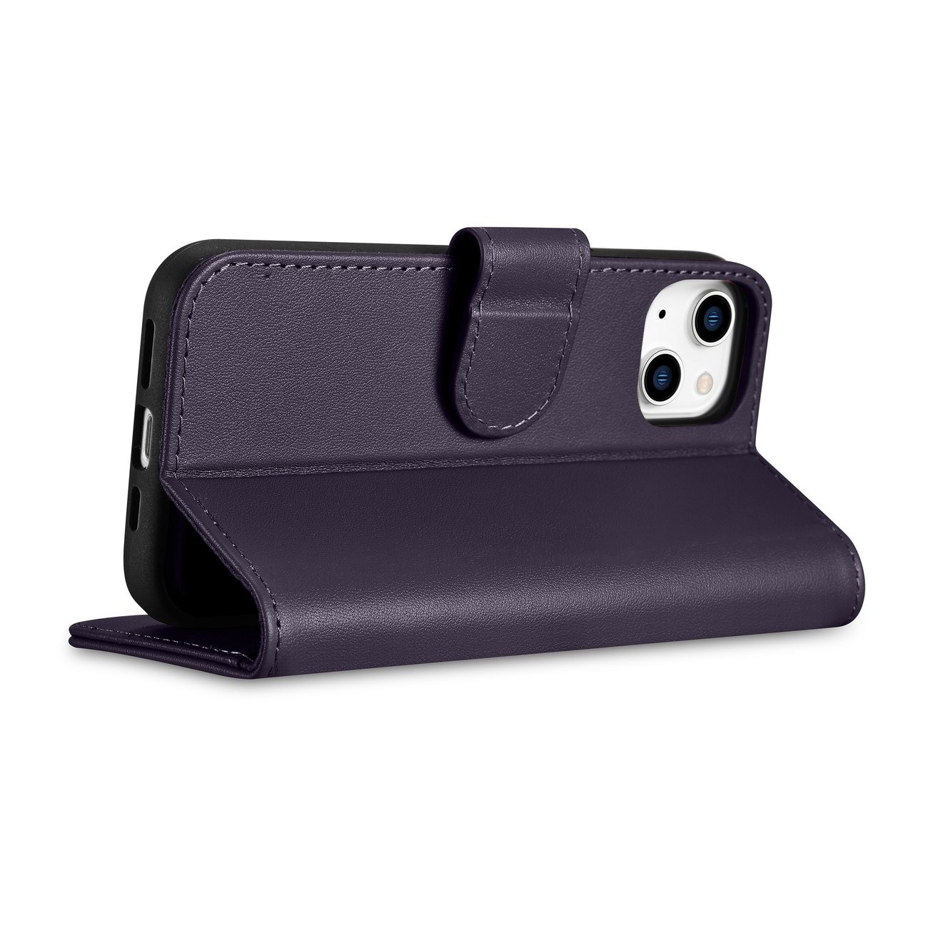 iCarer 2-in-1 lommebokdeksel til iPhone 14 Plus, anti-RFID, skinn, mørk lilla (WMI14220727-DP)