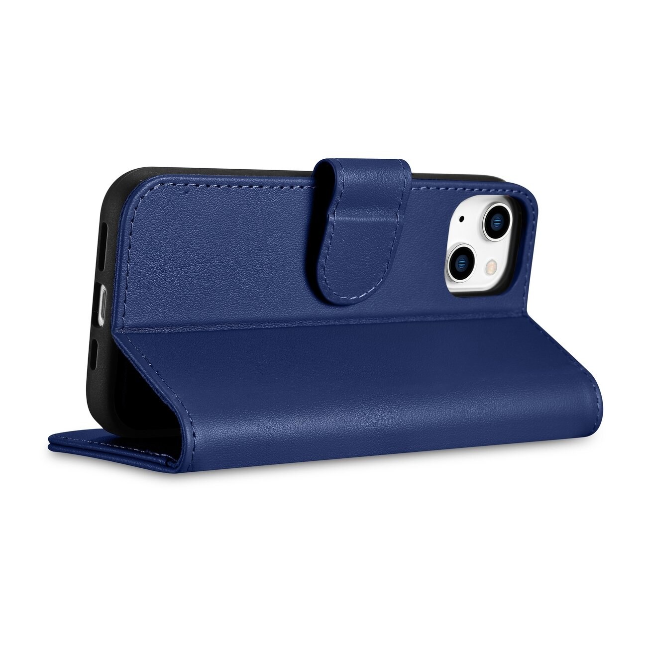 iCarer lommebokveske 2in1-deksel iPhone 14 Plus Anti-RFID flippveske i skinn blå (WMI14220727-BU)