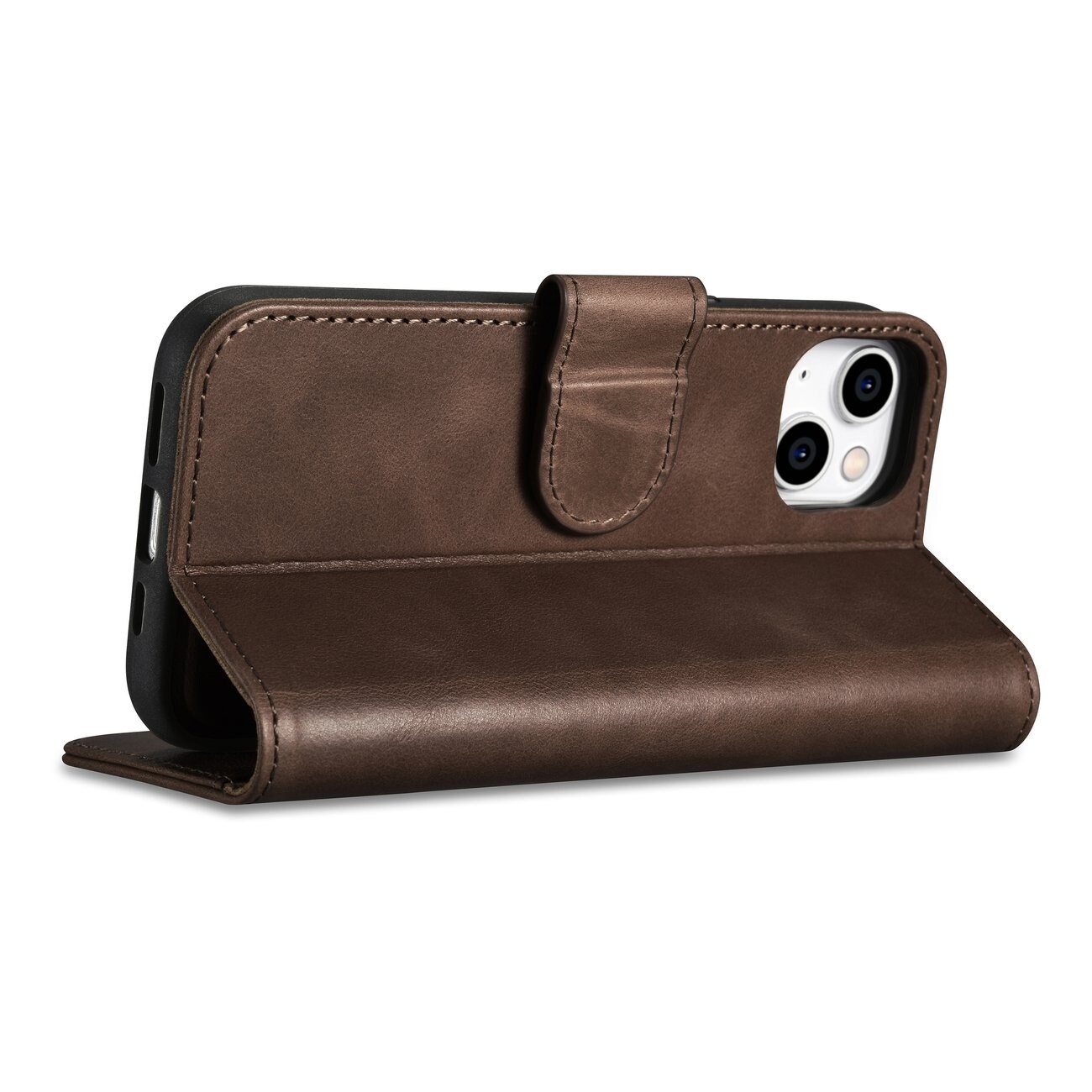 iCarer 2in1 Oil Wax Leather Wallet Case for iPhone 14 Plus, Anti-RFID, Brown (WMI14220723-BN)
