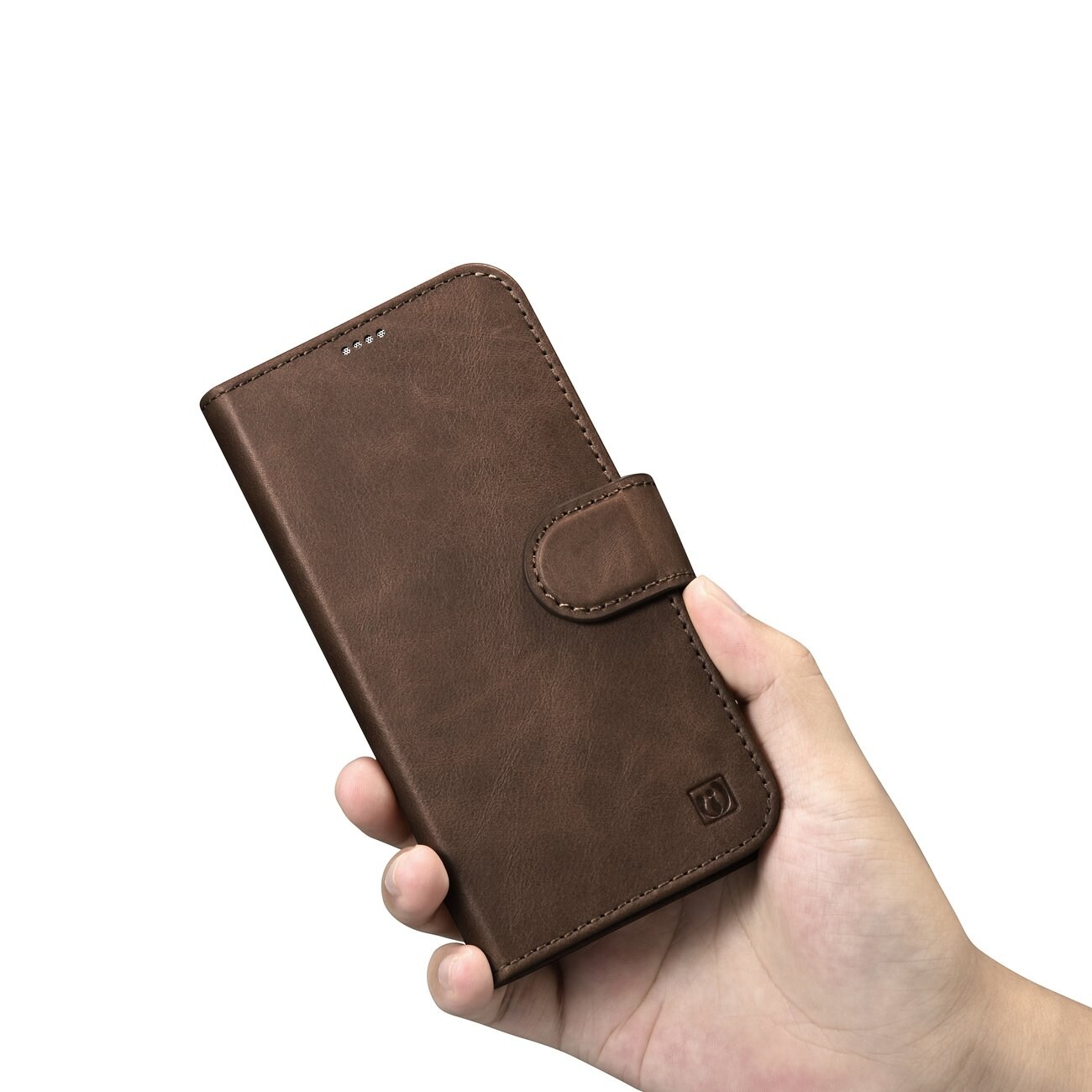 iCarer 2in1 Oil Wax Leather Wallet Case for iPhone 14 Plus, Anti-RFID, Brown (WMI14220723-BN)