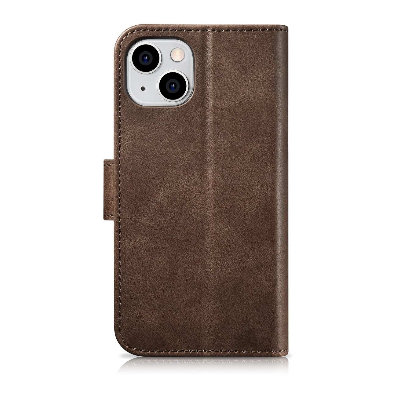 iCarer 2in1 Oil Wax Leather Wallet Case for iPhone 14 Plus, Anti-RFID, Brown (WMI14220723-BN)