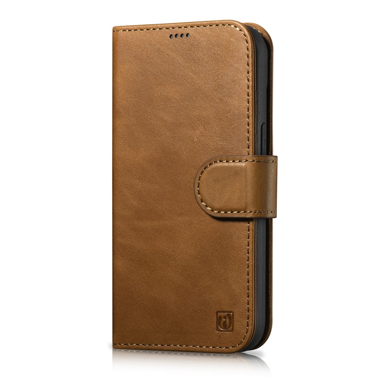 iCarer 2in1 Leather Wallet Case for iPhone 14 Plus - Anti-RFID Flip Cover, Brown (WMI14220723-TN)