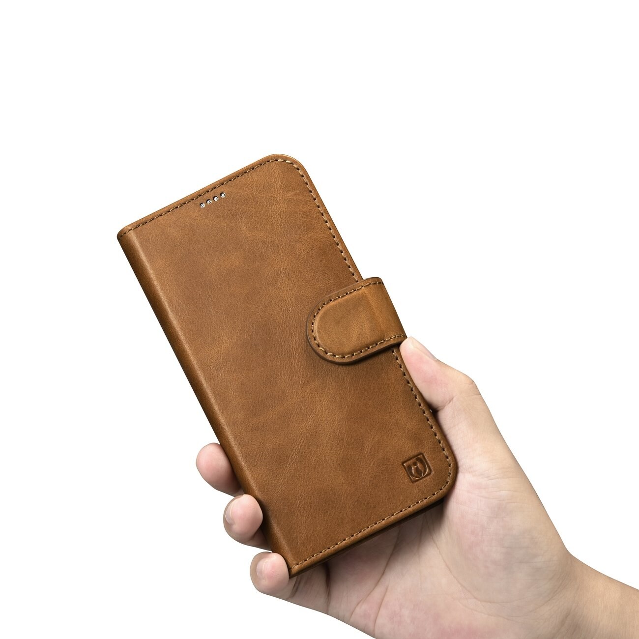iCarer 2in1 Leather Wallet Case for iPhone 14 Plus - Anti-RFID Flip Cover, Brown (WMI14220723-TN)