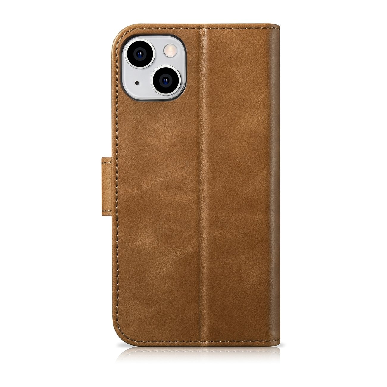 iCarer 2in1 Leather Wallet Case for iPhone 14 Plus - Anti-RFID Flip Cover, Brown (WMI14220723-TN)