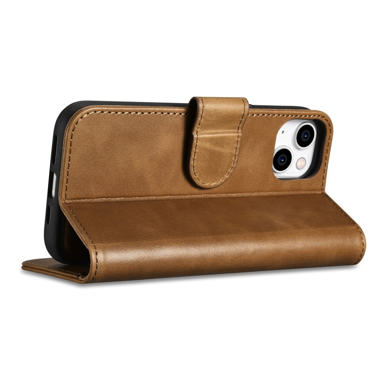 iCarer 2in1 Leather Wallet Case for iPhone 14 Plus - Anti-RFID Flip Cover, Brown (WMI14220723-TN)