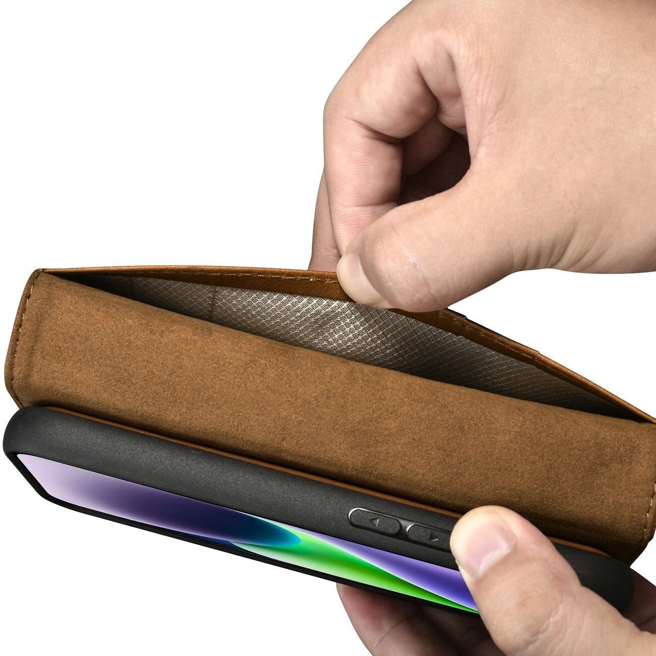 iCarer 2in1 Leather Wallet Case for iPhone 14 Plus - Anti-RFID Flip Cover, Brown (WMI14220723-TN)