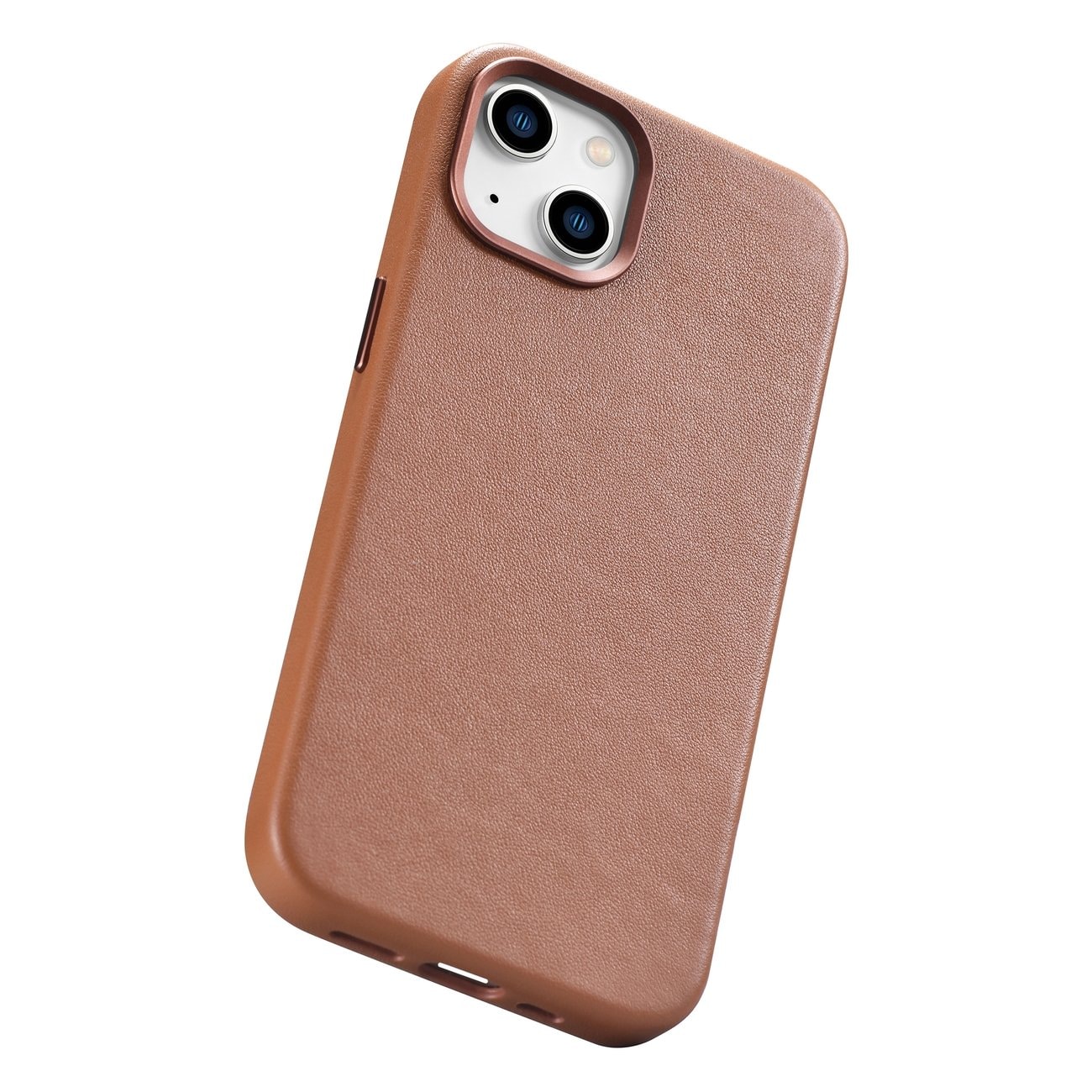 iCarer Case lærdeksel for iPhone 14 Plus Brown (MagSafe-kompatibel)