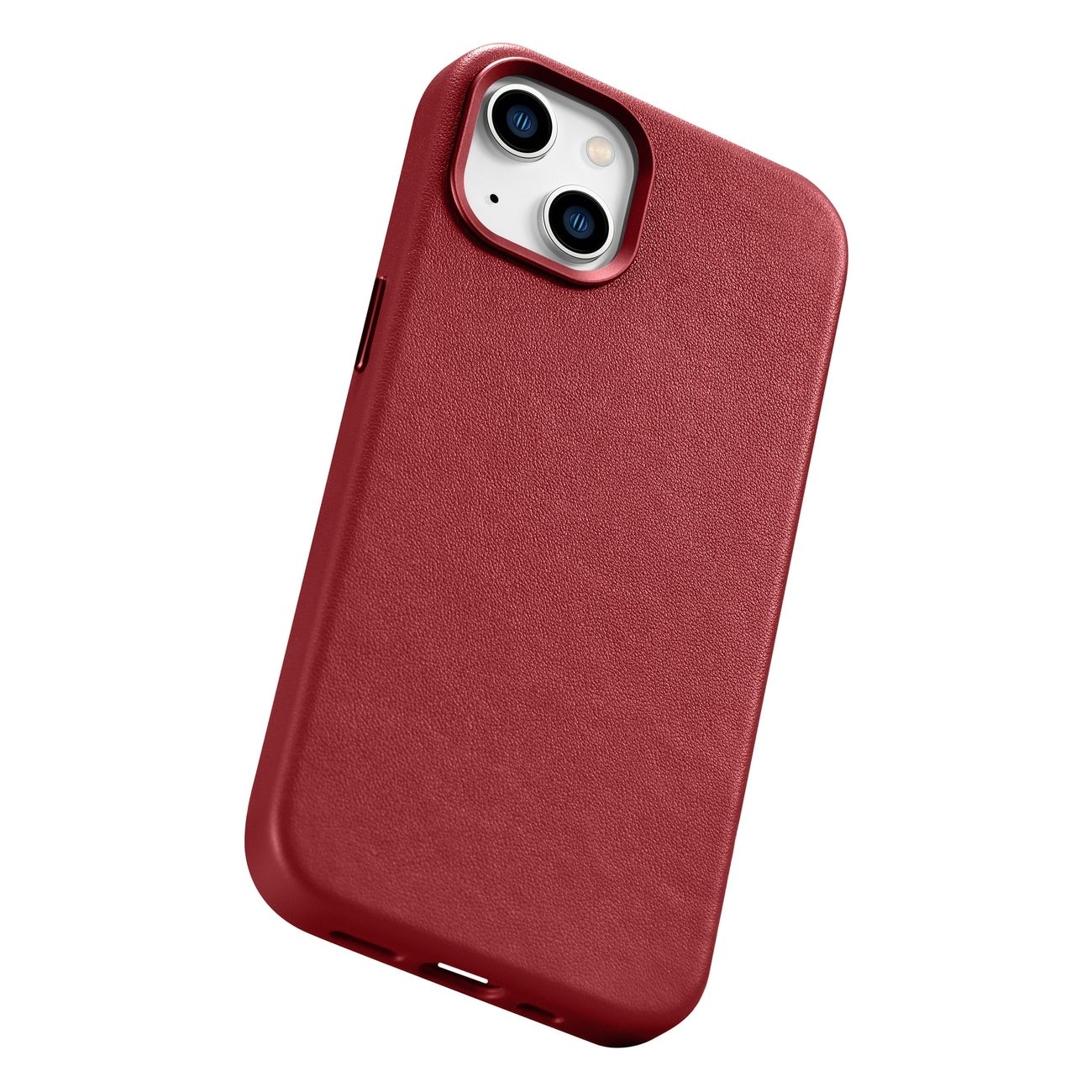 iCarer Case Skinnveske i naturskinn til iPhone 14 Plus rød (kompatibel med MagSafe)