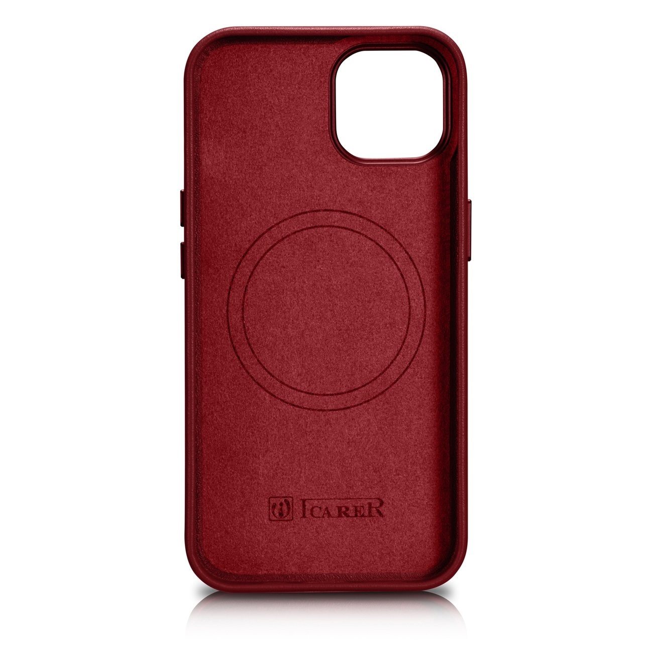 iCarer Case Skinnveske i naturskinn til iPhone 14 Plus rød (kompatibel med MagSafe)