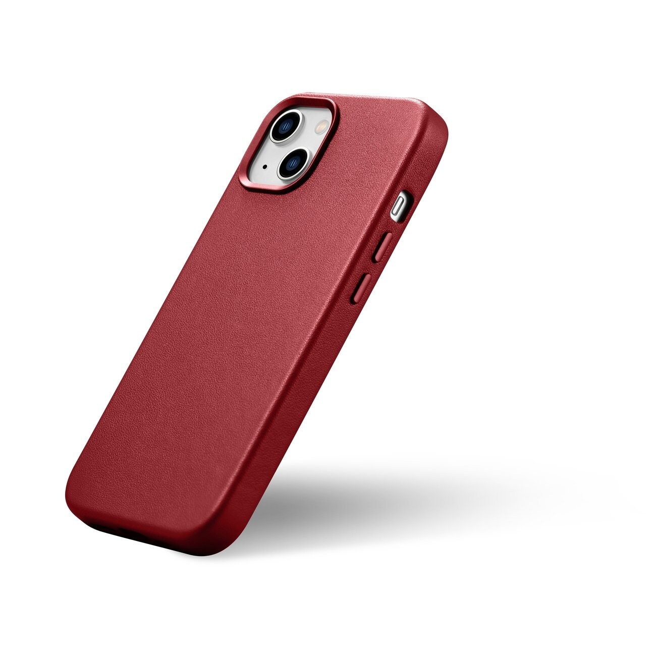 iCarer Case Skinnveske i naturskinn til iPhone 14 Plus rød (kompatibel med MagSafe)