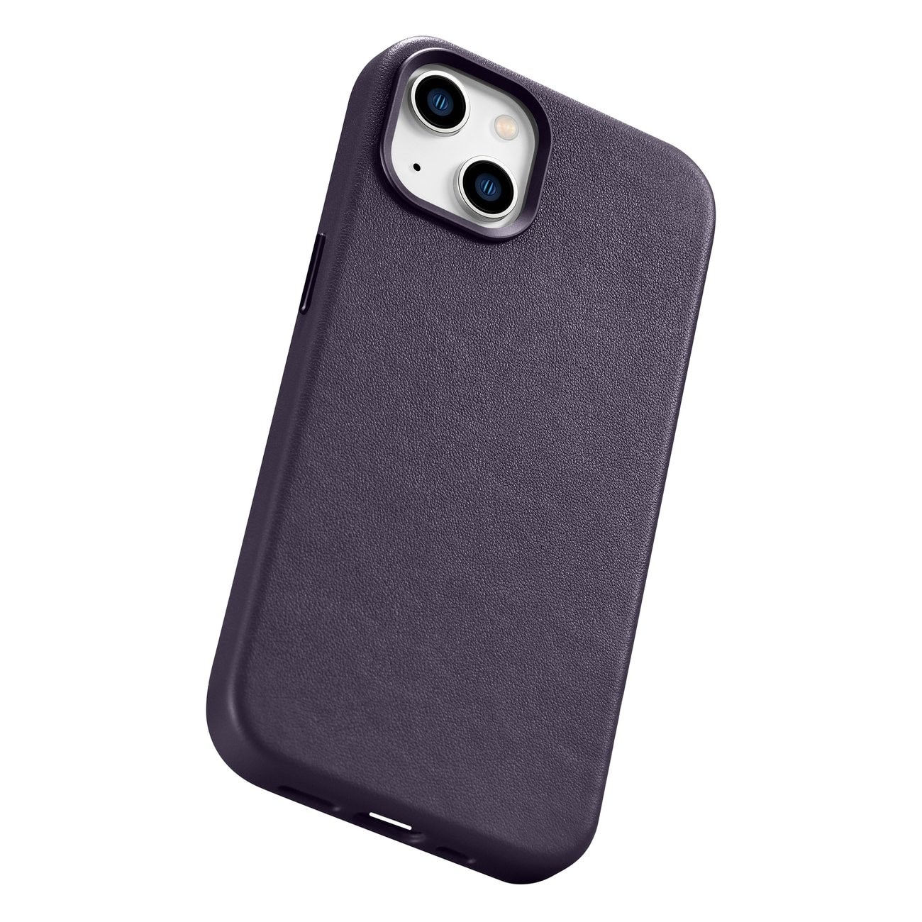 iCarer Case Leather Cover-etui for iPhone 14 Plus mørk lilla (MagSafe-kompatibel)