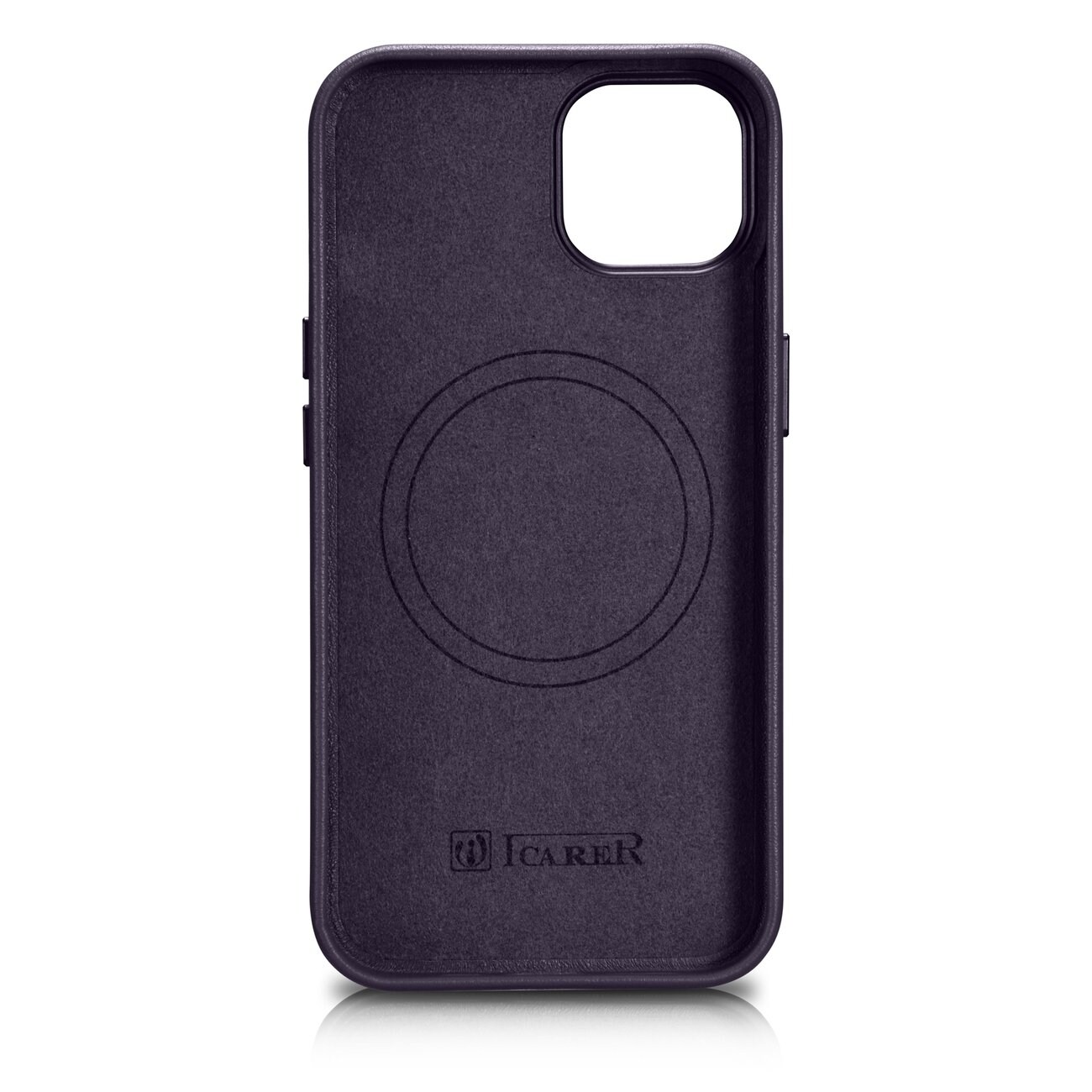 iCarer Case Leather Cover-etui for iPhone 14 Plus mørk lilla (MagSafe-kompatibel)
