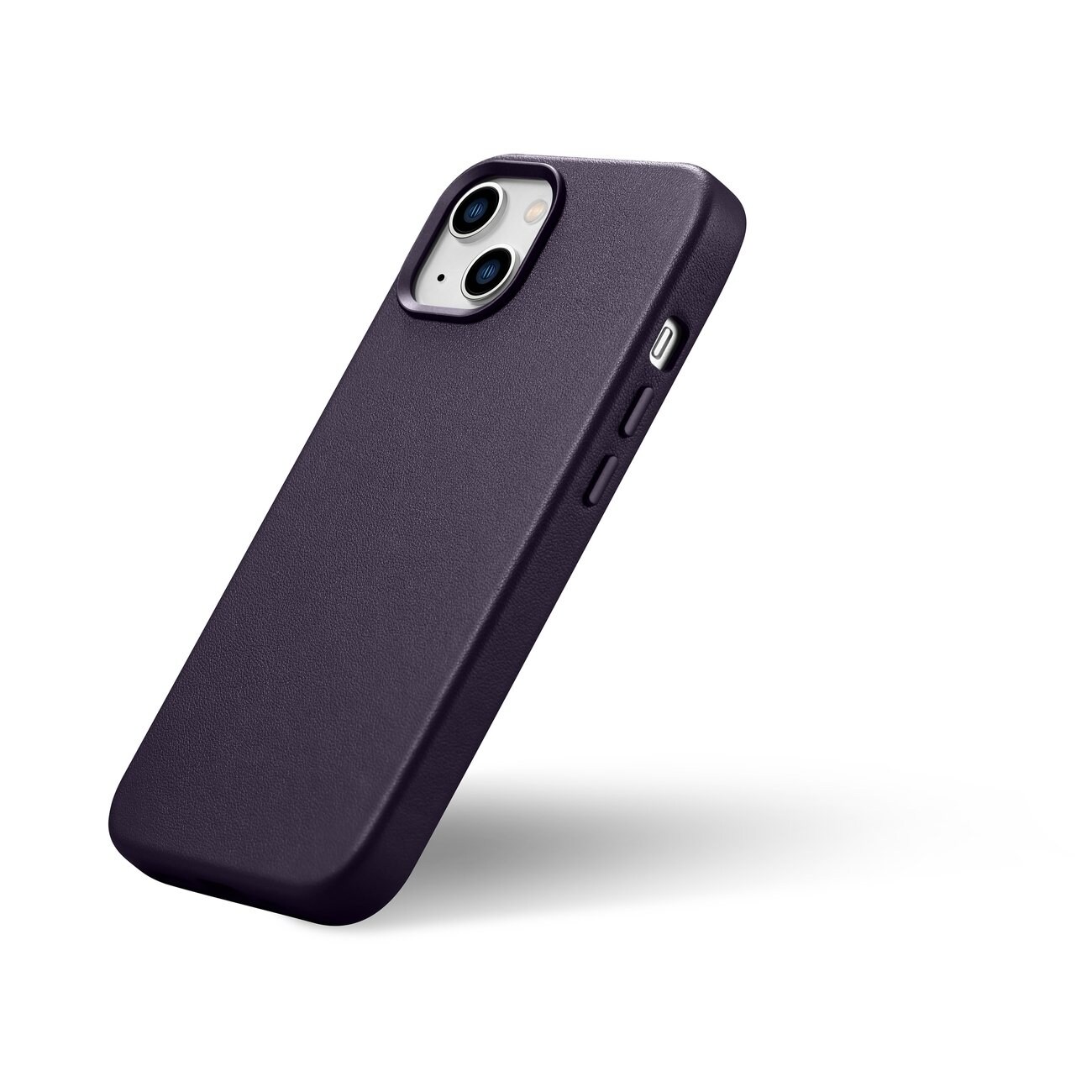 iCarer Case Leather Cover-etui for iPhone 14 Plus mørk lilla (MagSafe-kompatibel)