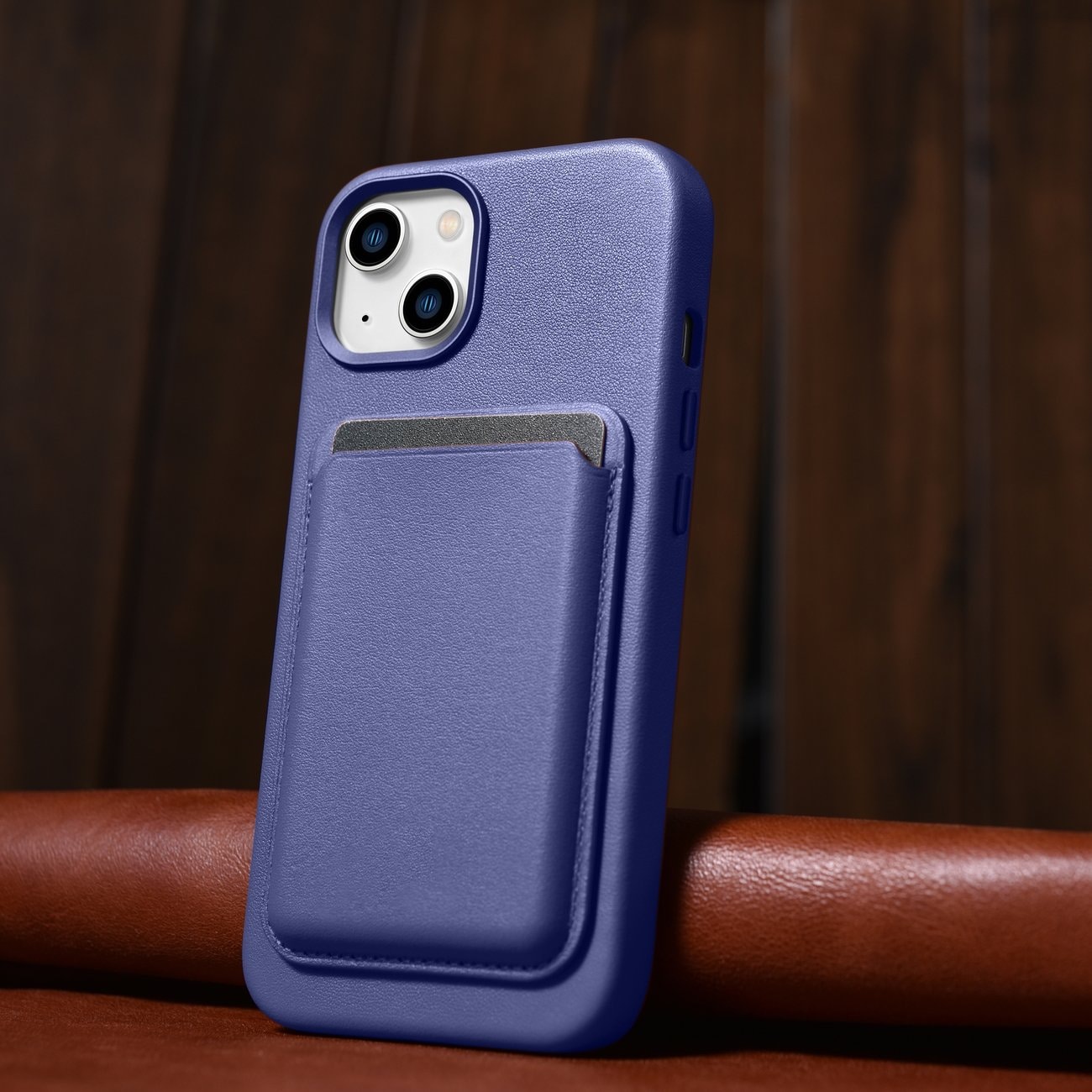 iCarer-etui i lærdeksel i ekte lær iPhone 14 Plus lys lilla (MagSafe-kompatibel)