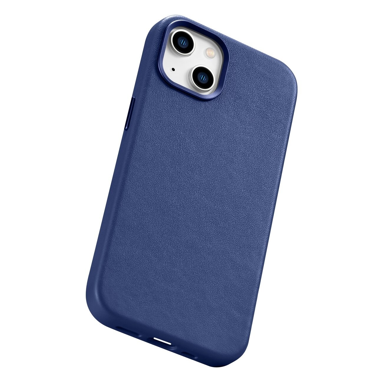 iCarer Case Leather cover for iPhone 14 Plus ekte lærveske blå (kompatibel med MagSafe)