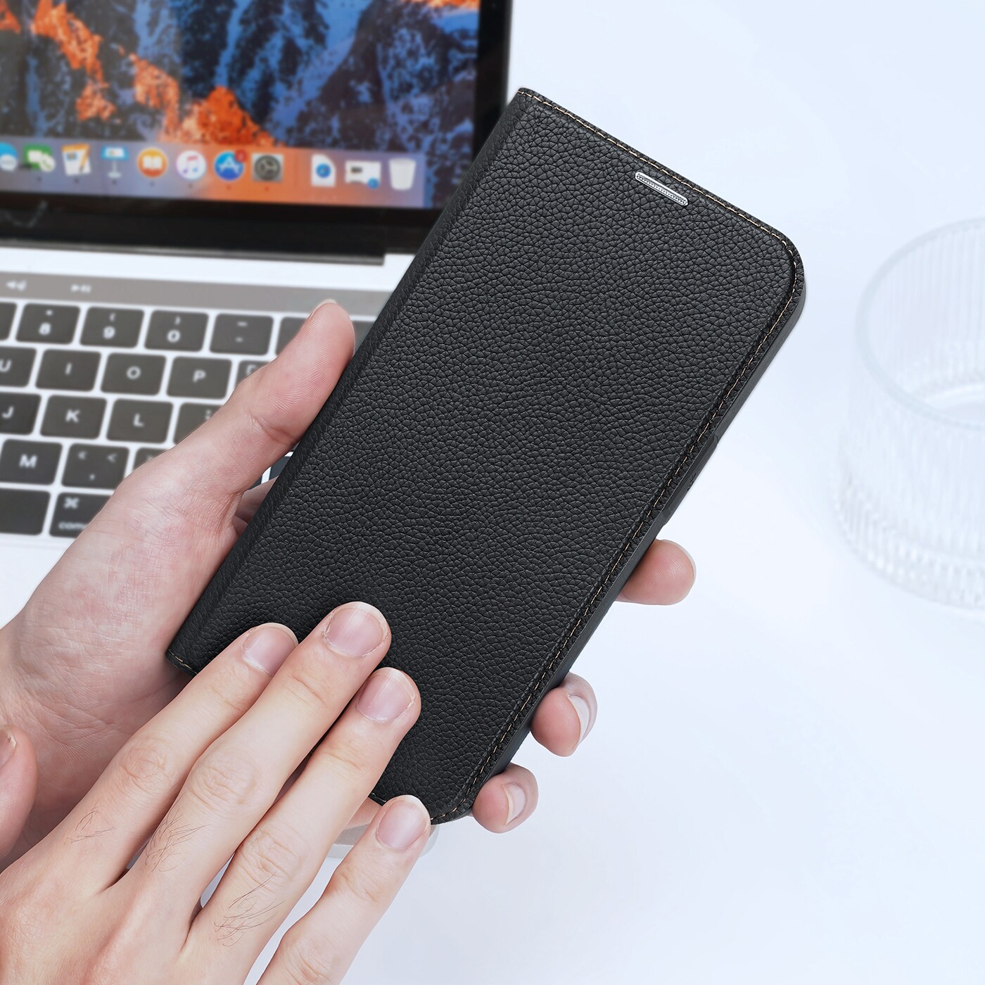 Dux Ducis Skin X2-etui for iPhone 14 Plus-etui med magnetisk klaff svart